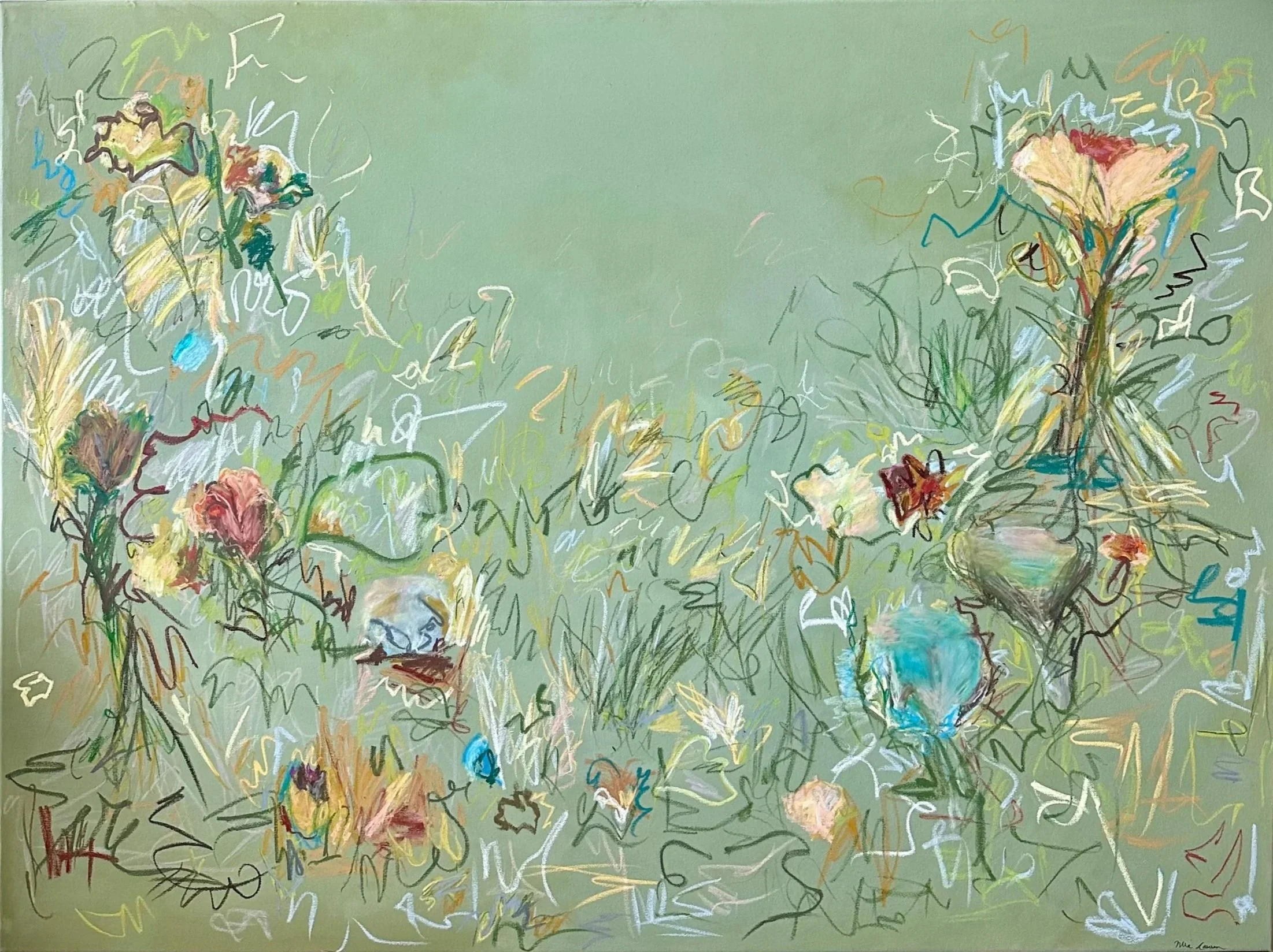 36" x 48" acrylic, oil pastel 2025