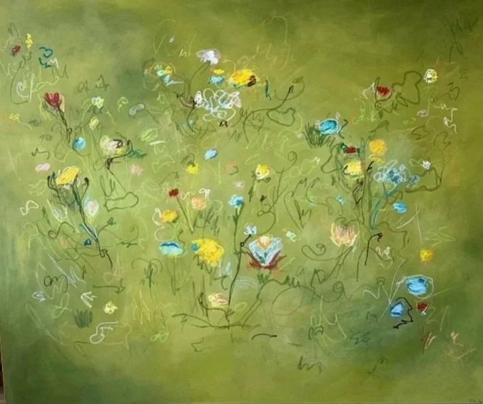 48" x 60" acrylic, oil pastel 2025