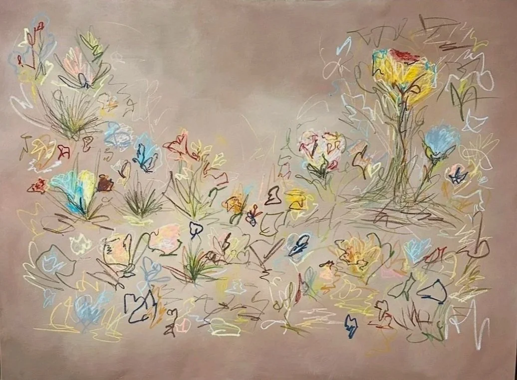 36" x 48" acrylic, oil pastel 2025