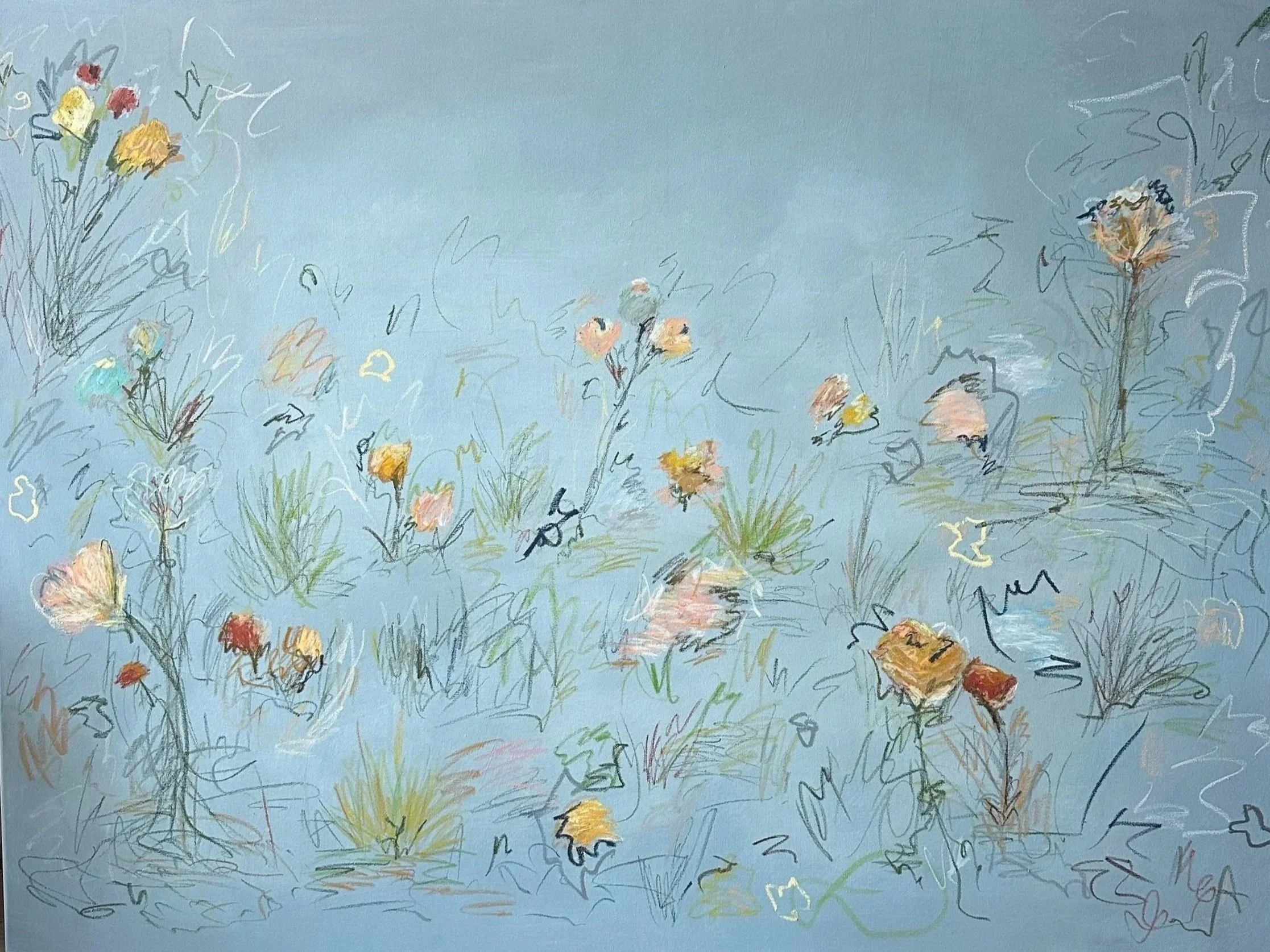 36" x 48" acrylic, oil pastel 2025