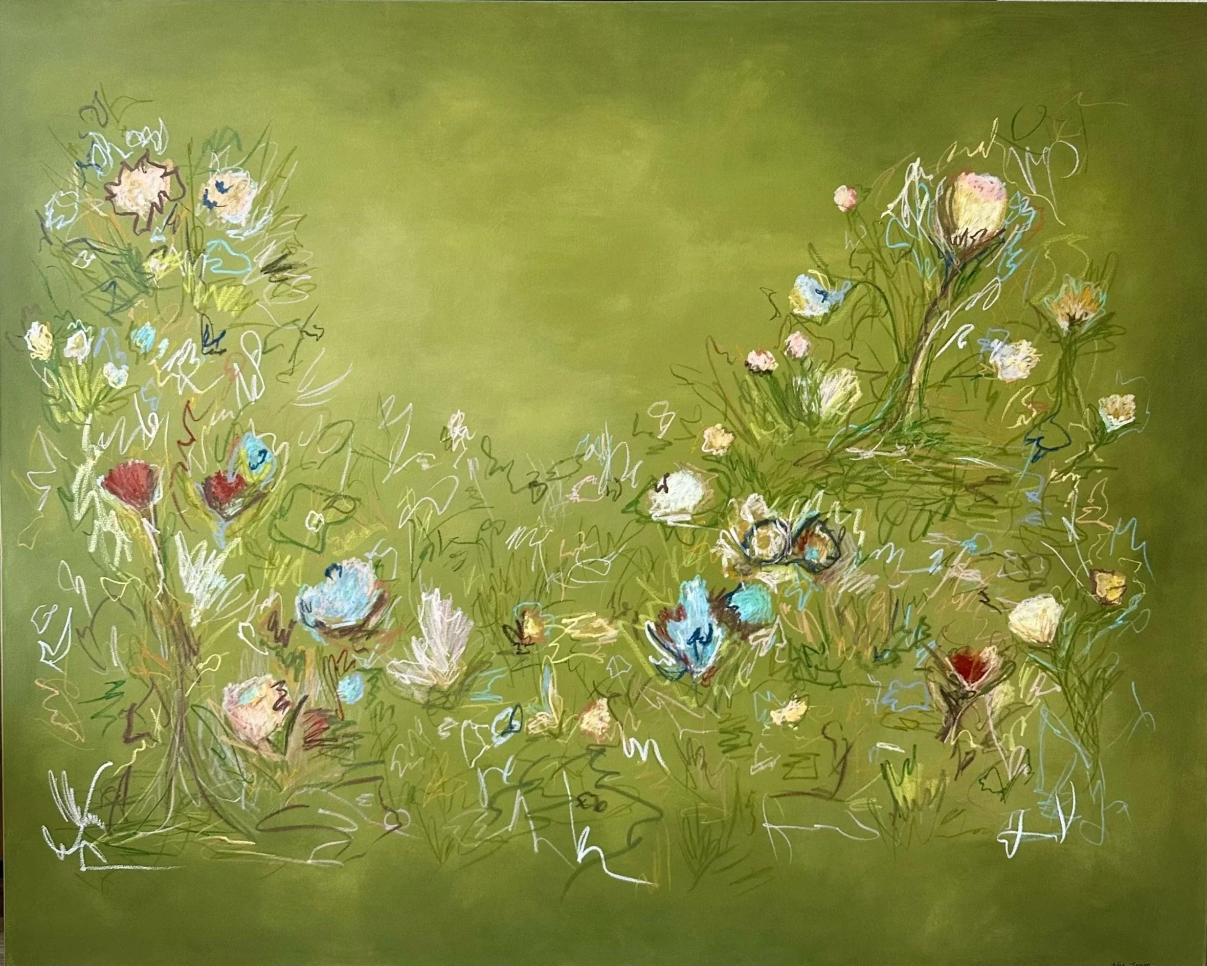 48" x 60" acrylic, oil pastel 2025