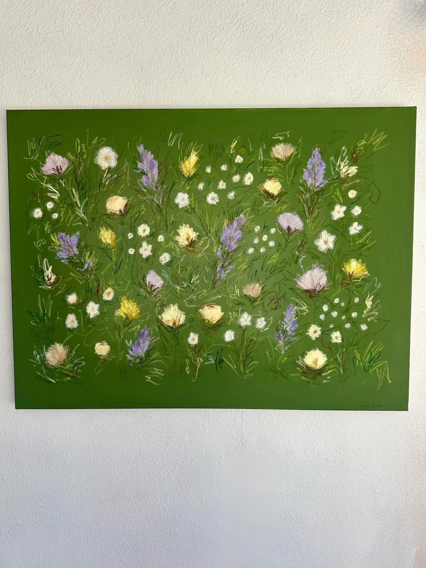 Inspired by florals from her wedding day - whimsical, asymmetrical, and feminine. 
30&rdquo; x 40&rdquo; canvas. 
Commission for @shanburke517 💜