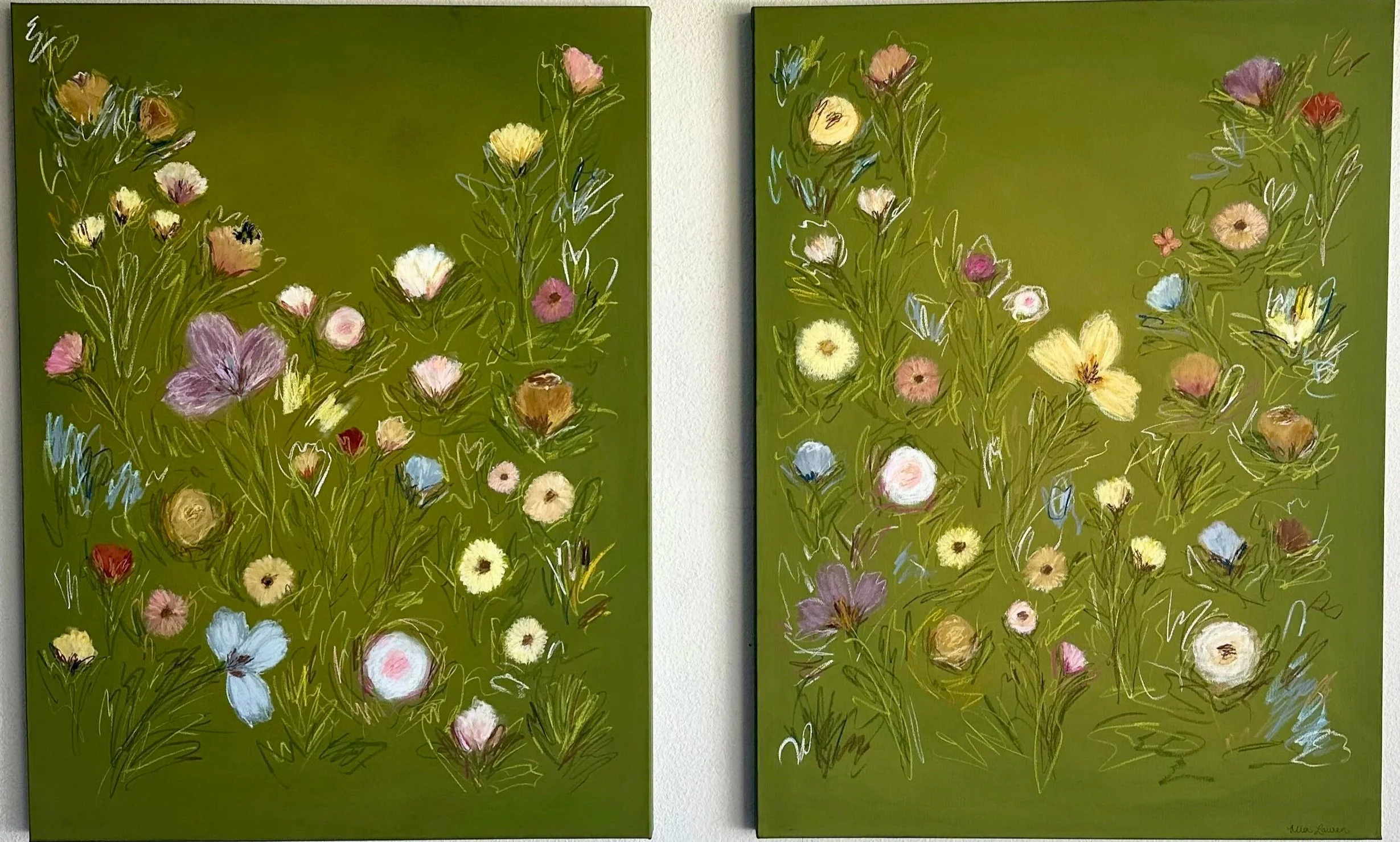 Two 40" x 30", acrylic, oil pastel 2026