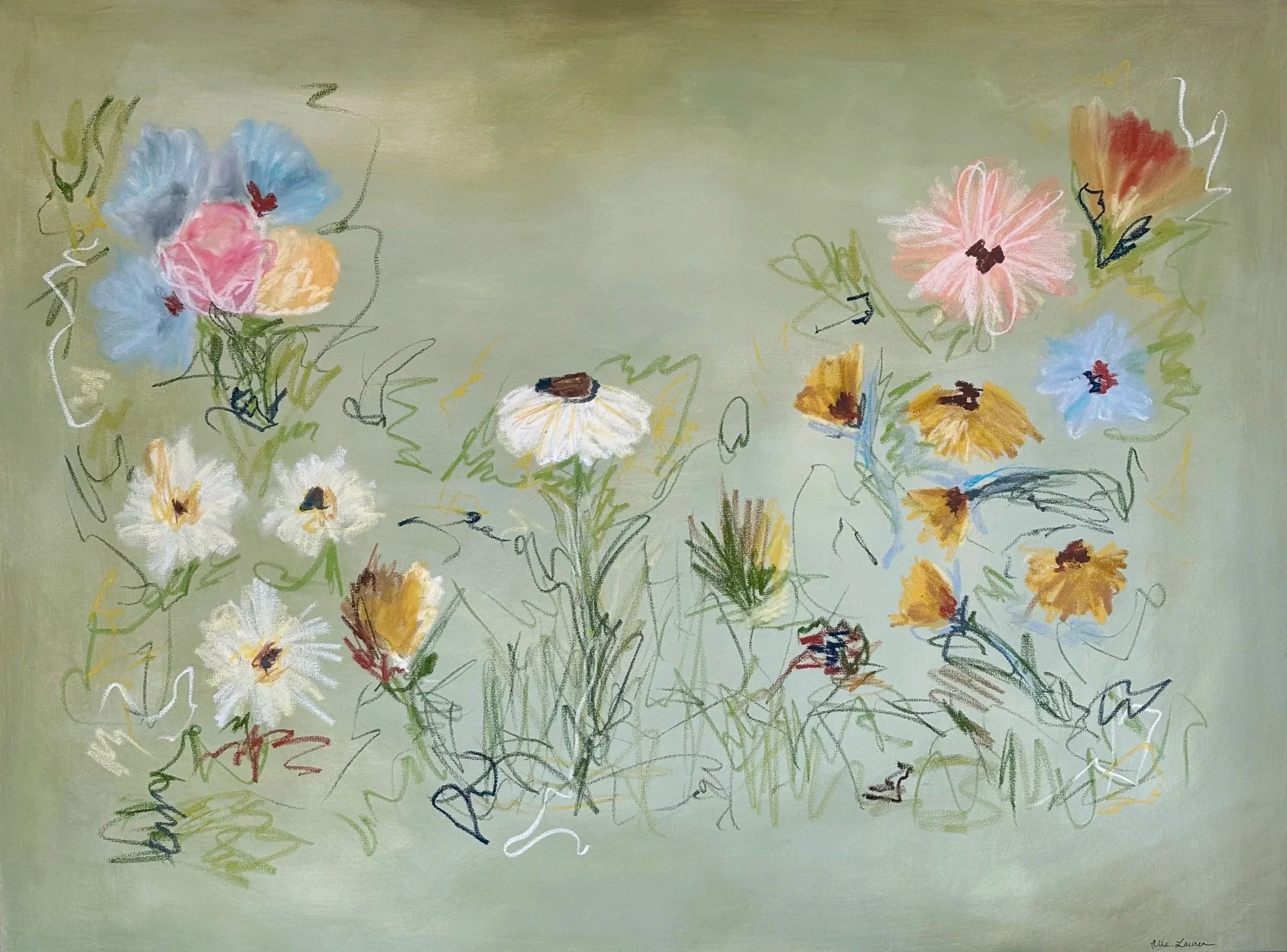 36" x 48" acrylic, oil pastel 2025