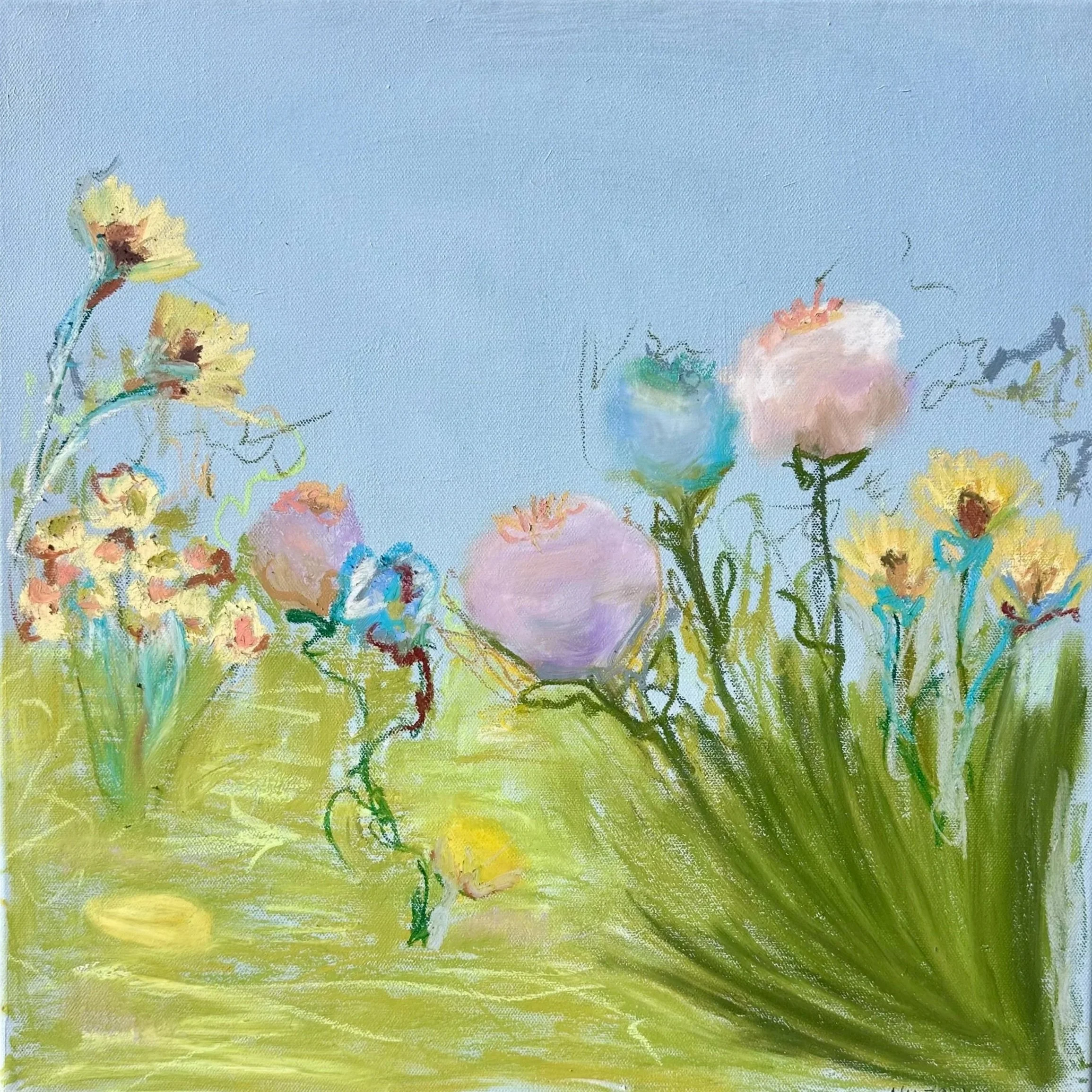 18" x 18" acrylic, oil pastel 2025