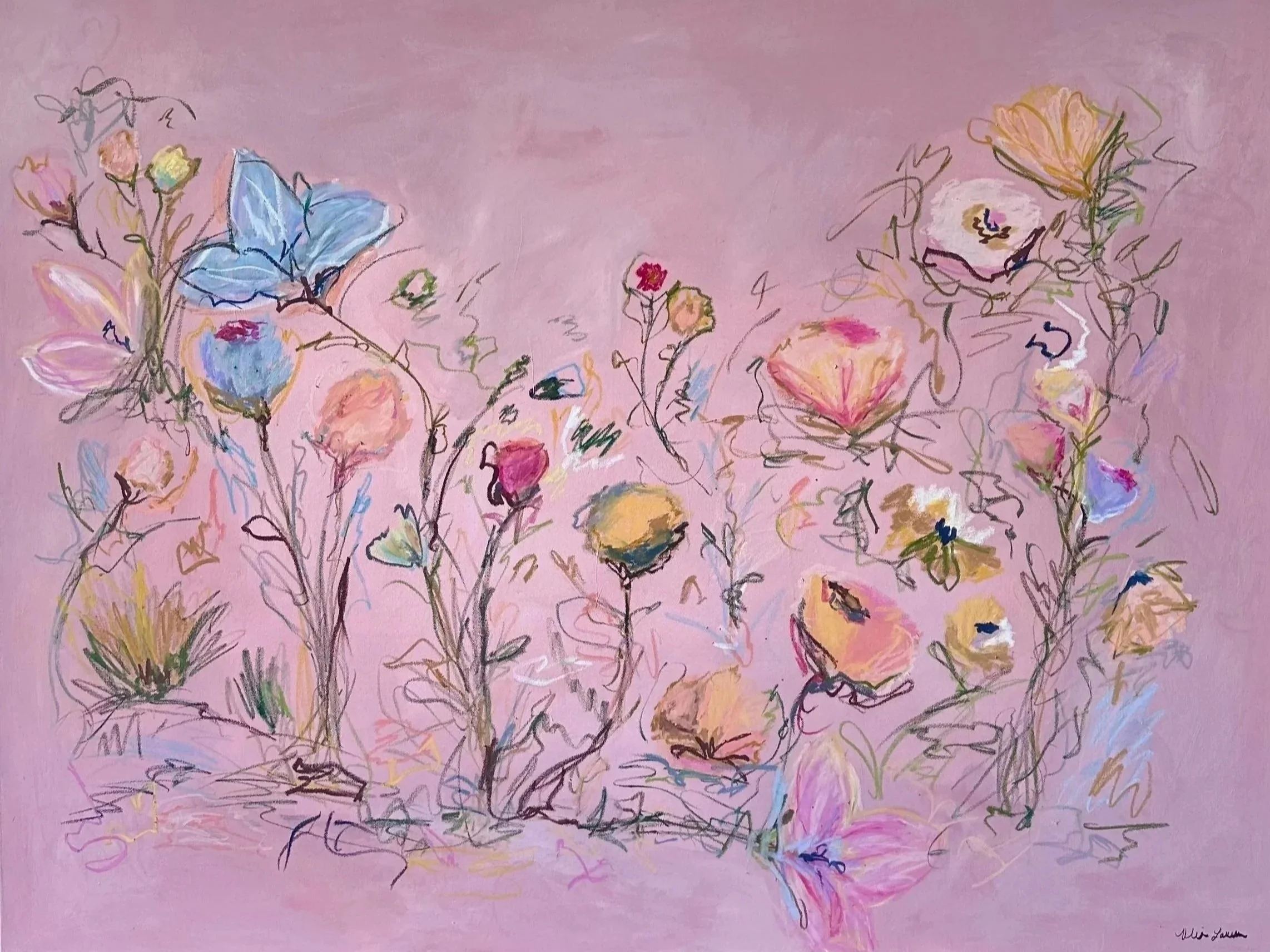 36" x 48" acrylic, oil pastel 2025