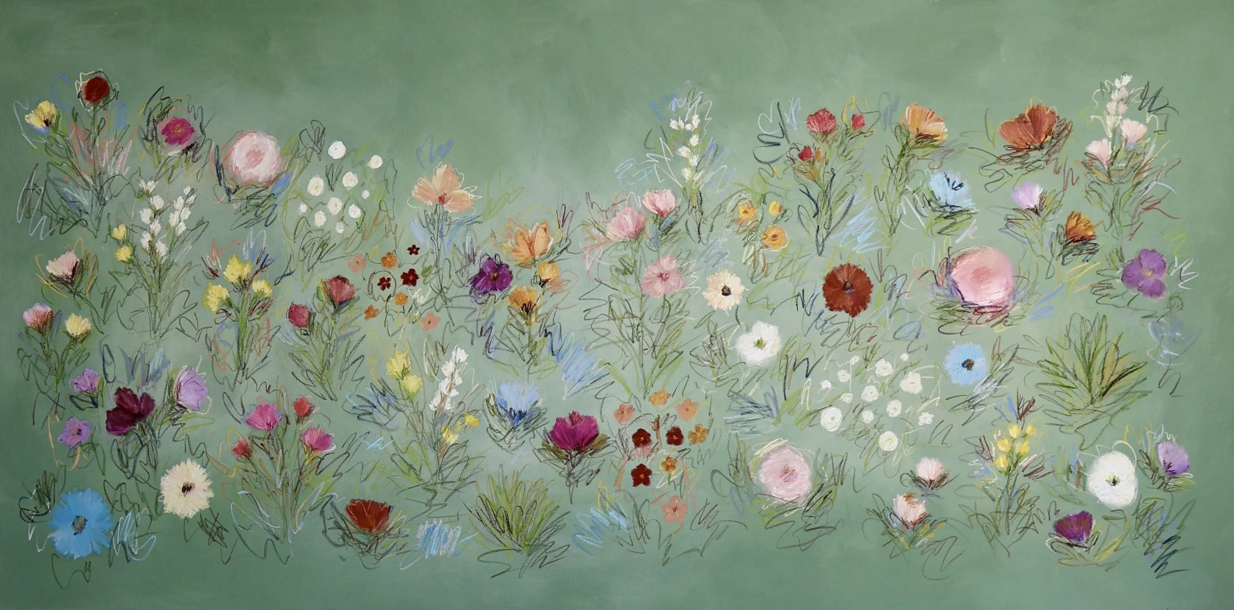80" x 40" acrylic, oil pastel 2026
