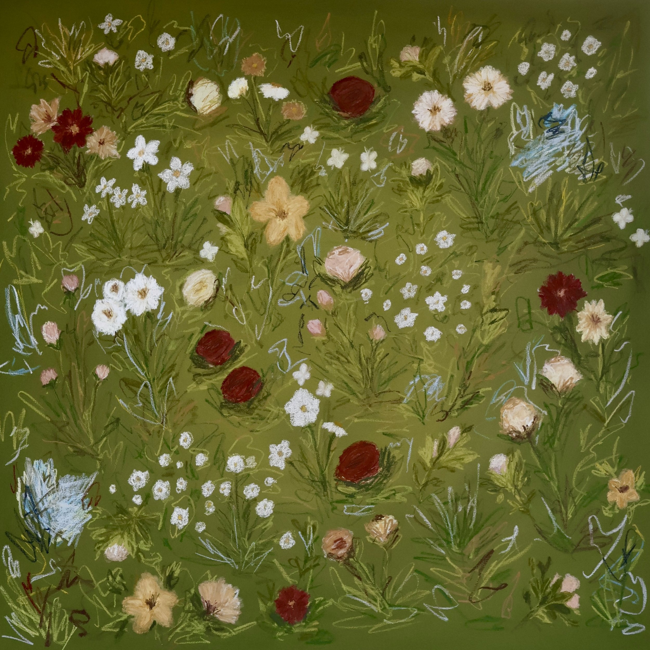 40" x 40" acrylic, oil pastel 2025