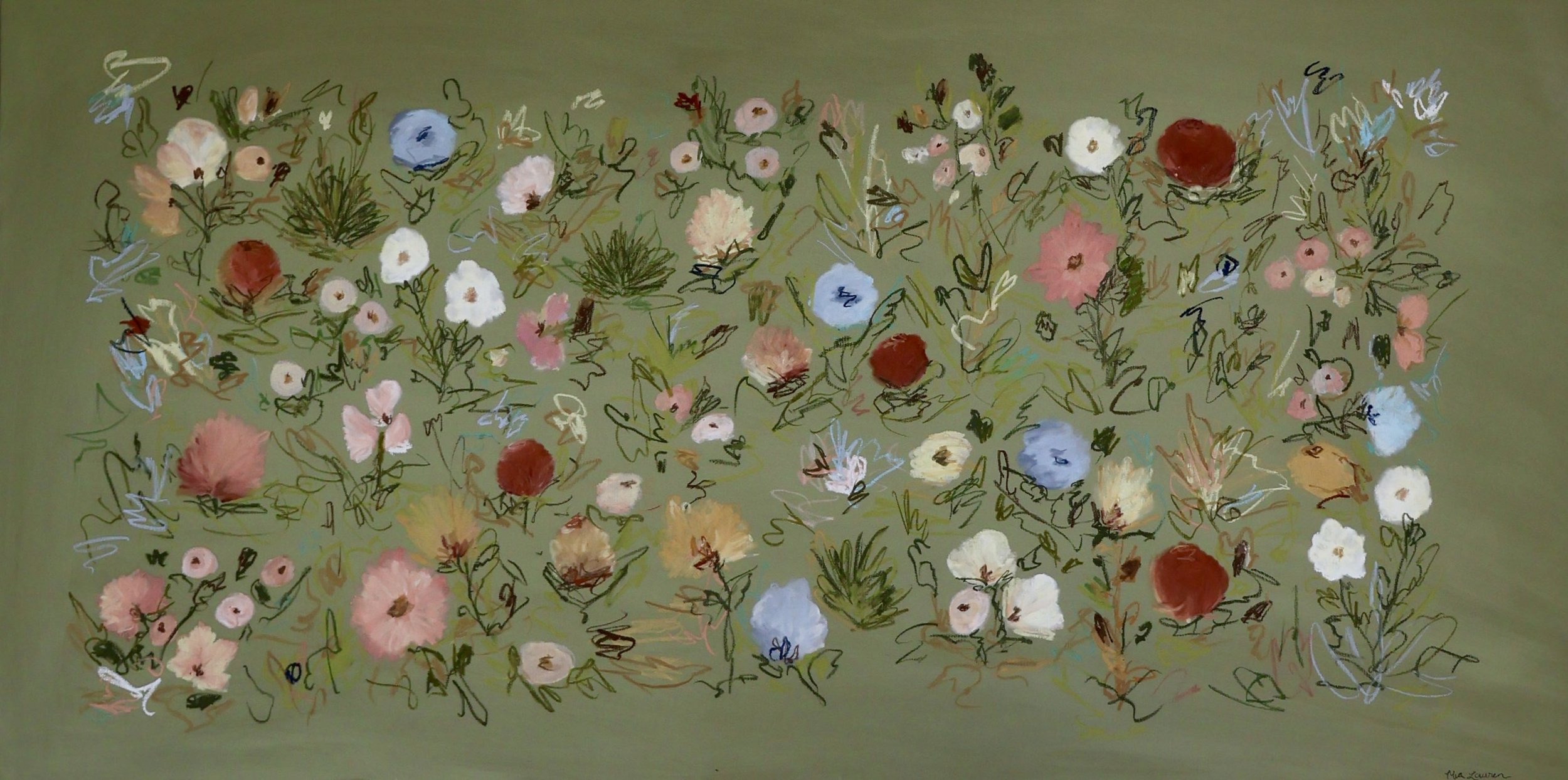 30" x 60" acrylic, oil pastel 2025