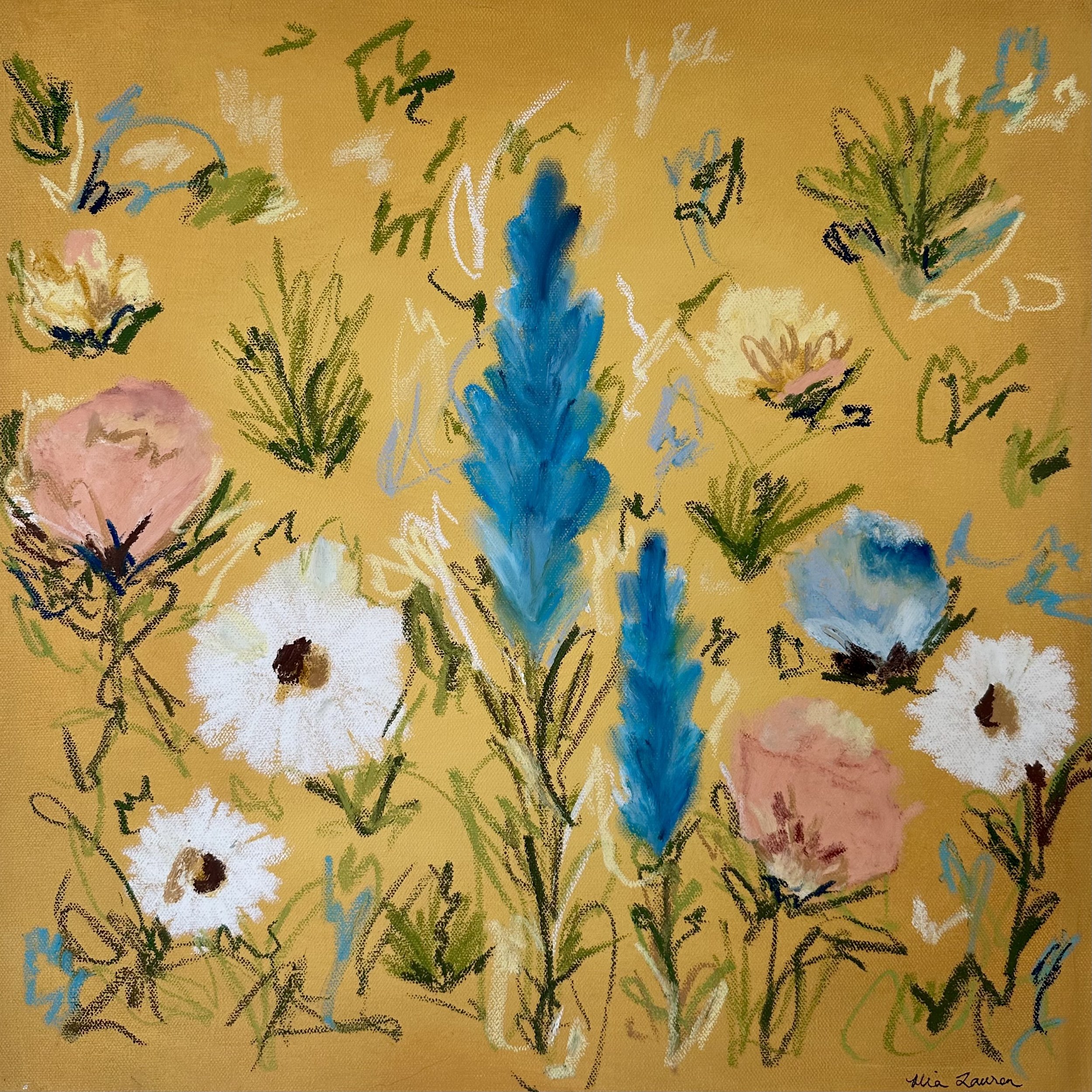 18" x 18" acrylic, oil pastel 2025