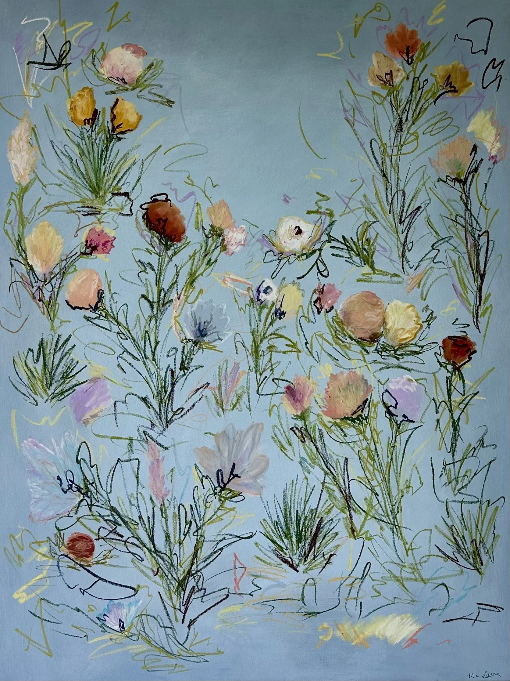 48" x 36" acrylic, oil pastel 2025