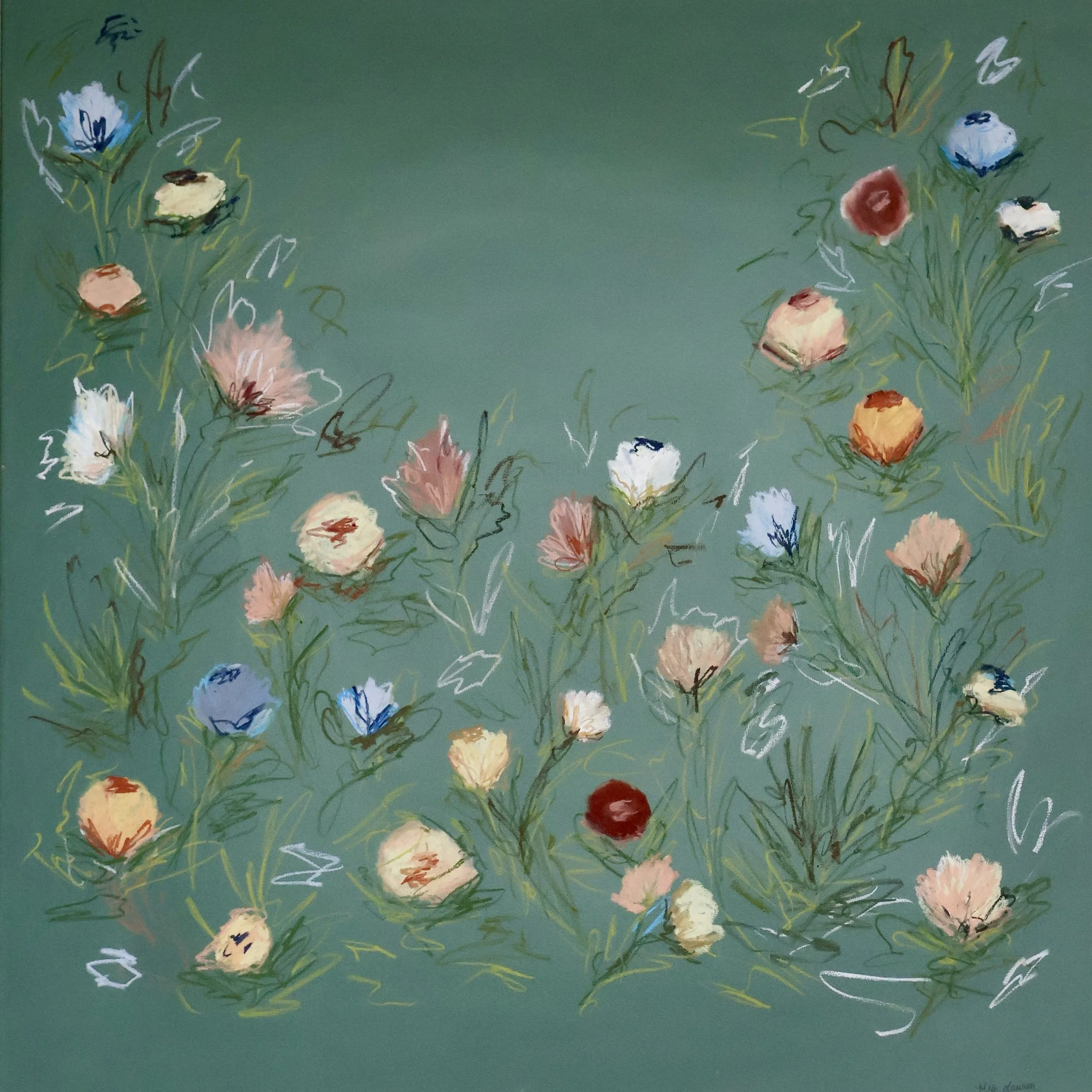 36" x 36" acrylic, oil pastel 2025