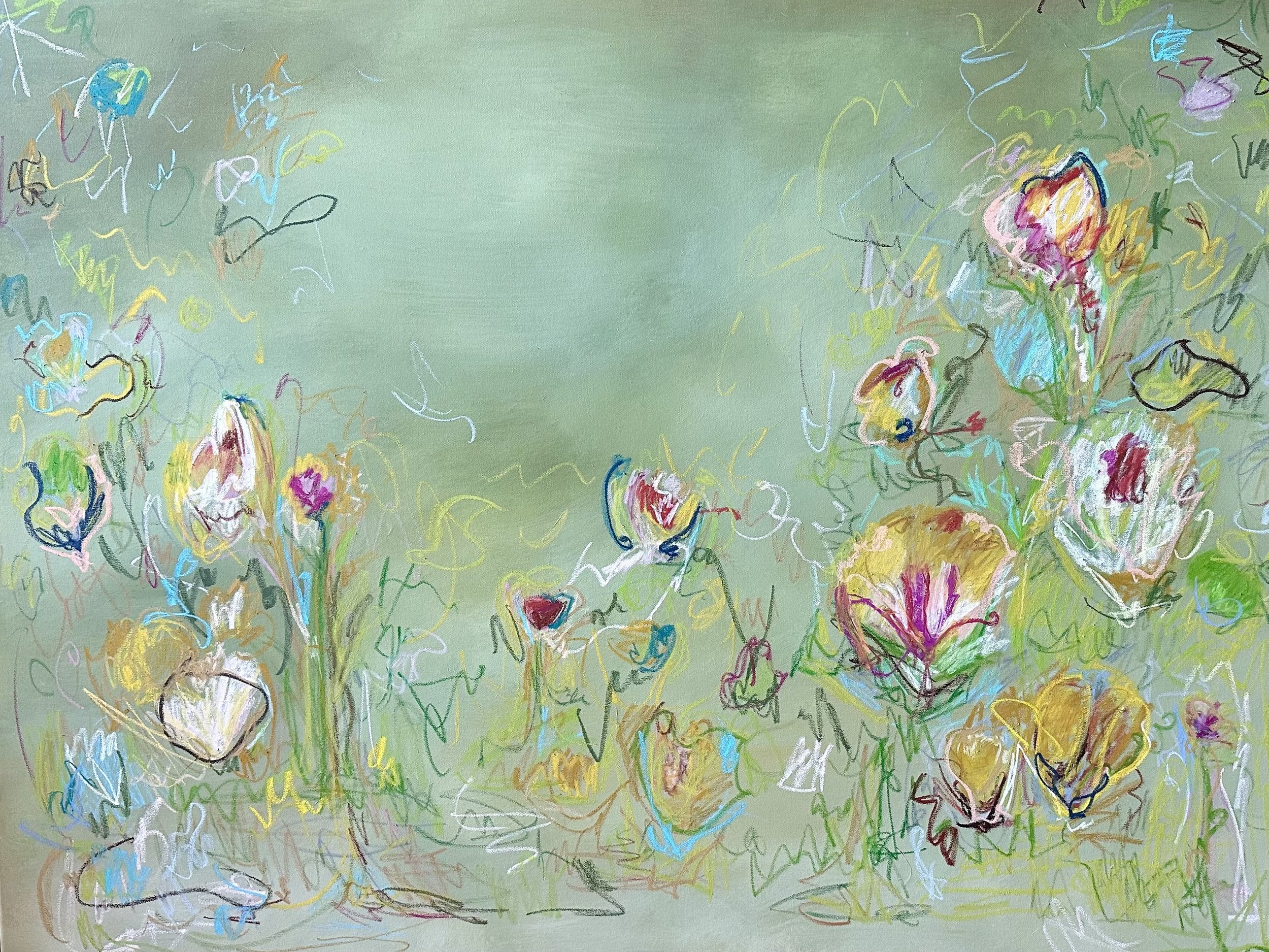 36" x 48" acrylic, oil pastel 2025