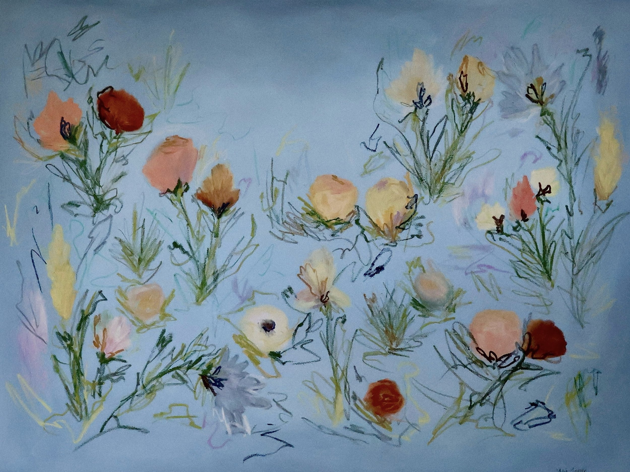 30" x 40" acrylic, oil pastel 2025