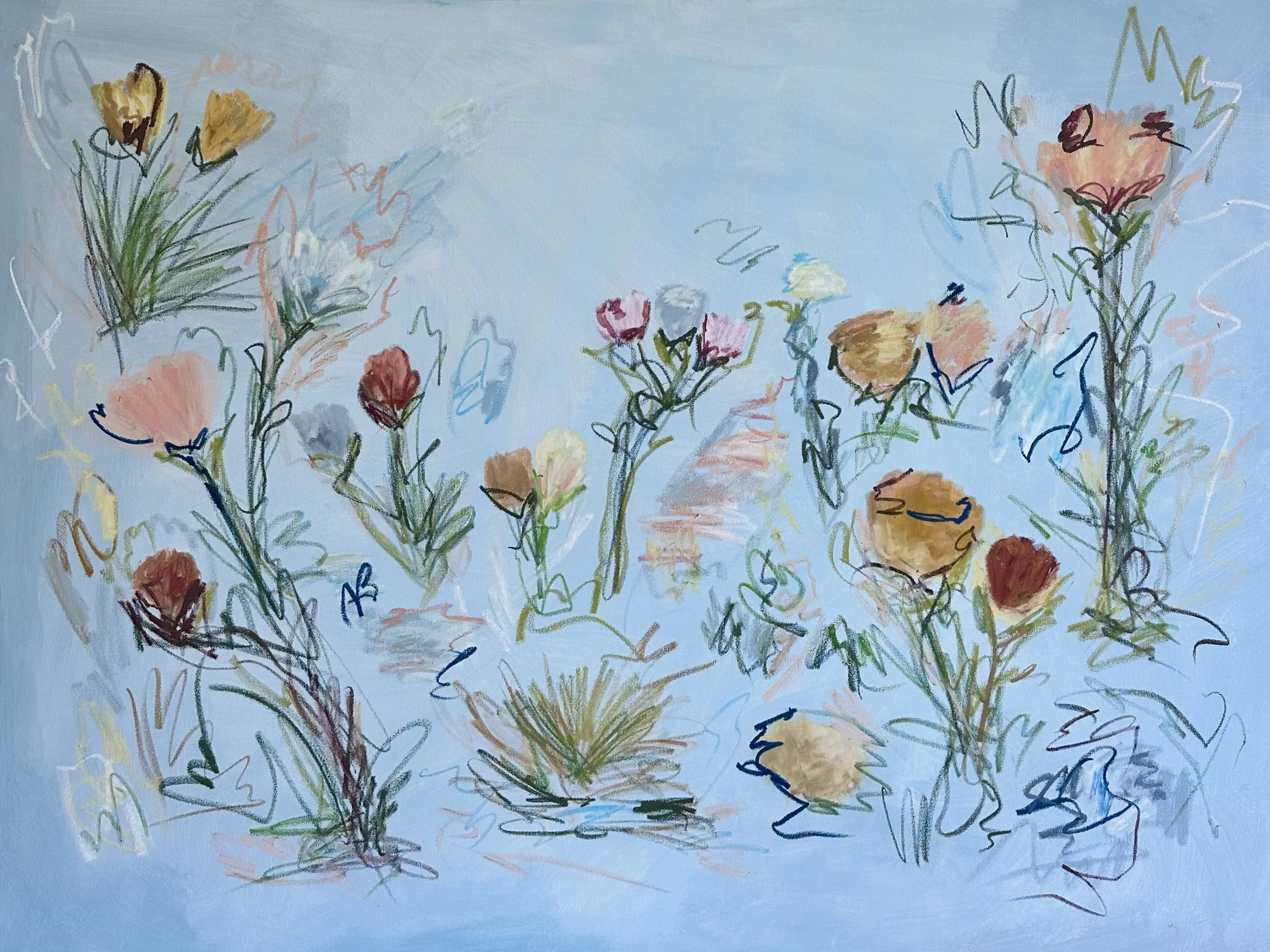 30" x 40" acrylic, oil pastel 2025