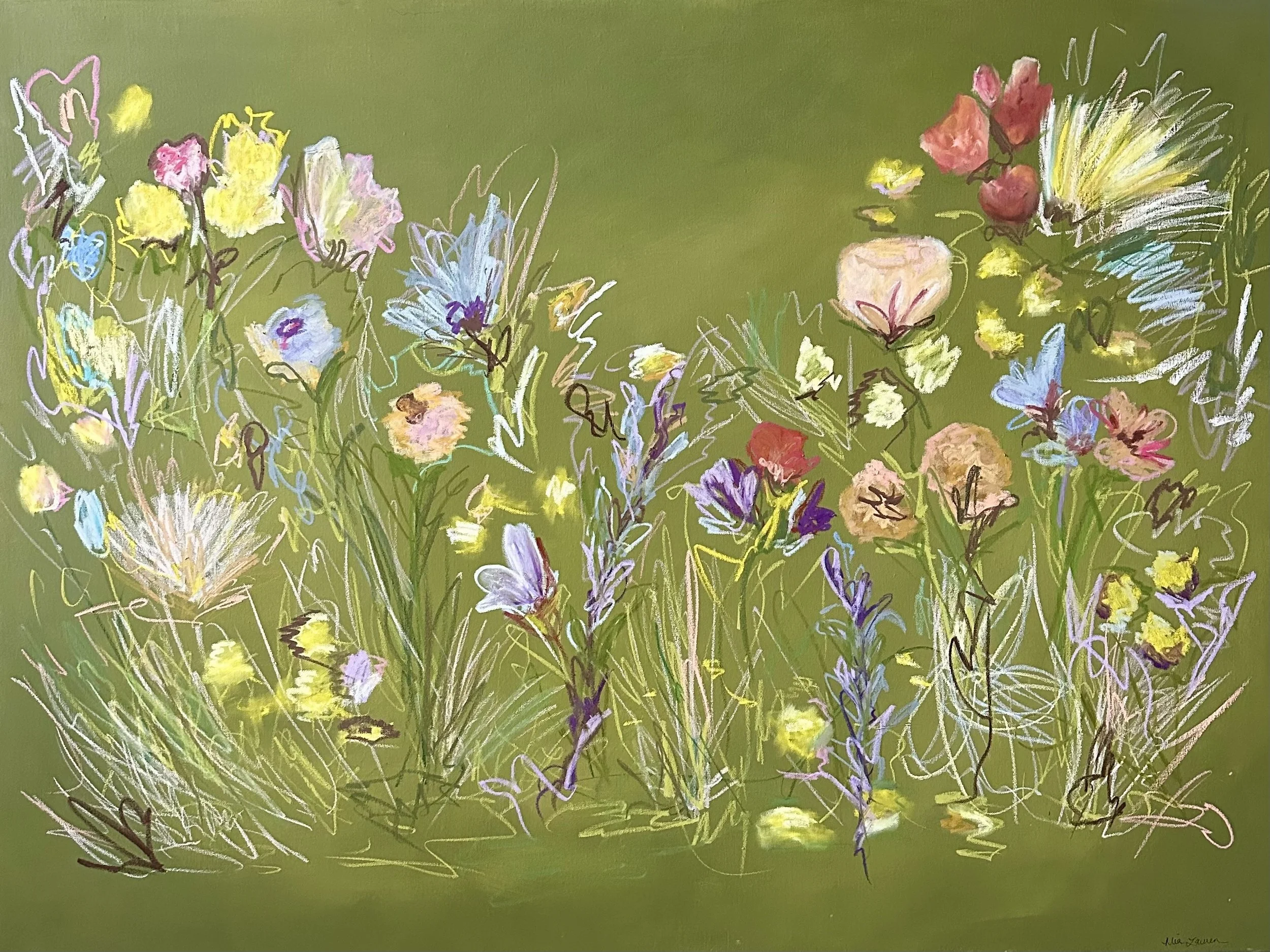 36" x 48" acrylic, oil pastel 2025