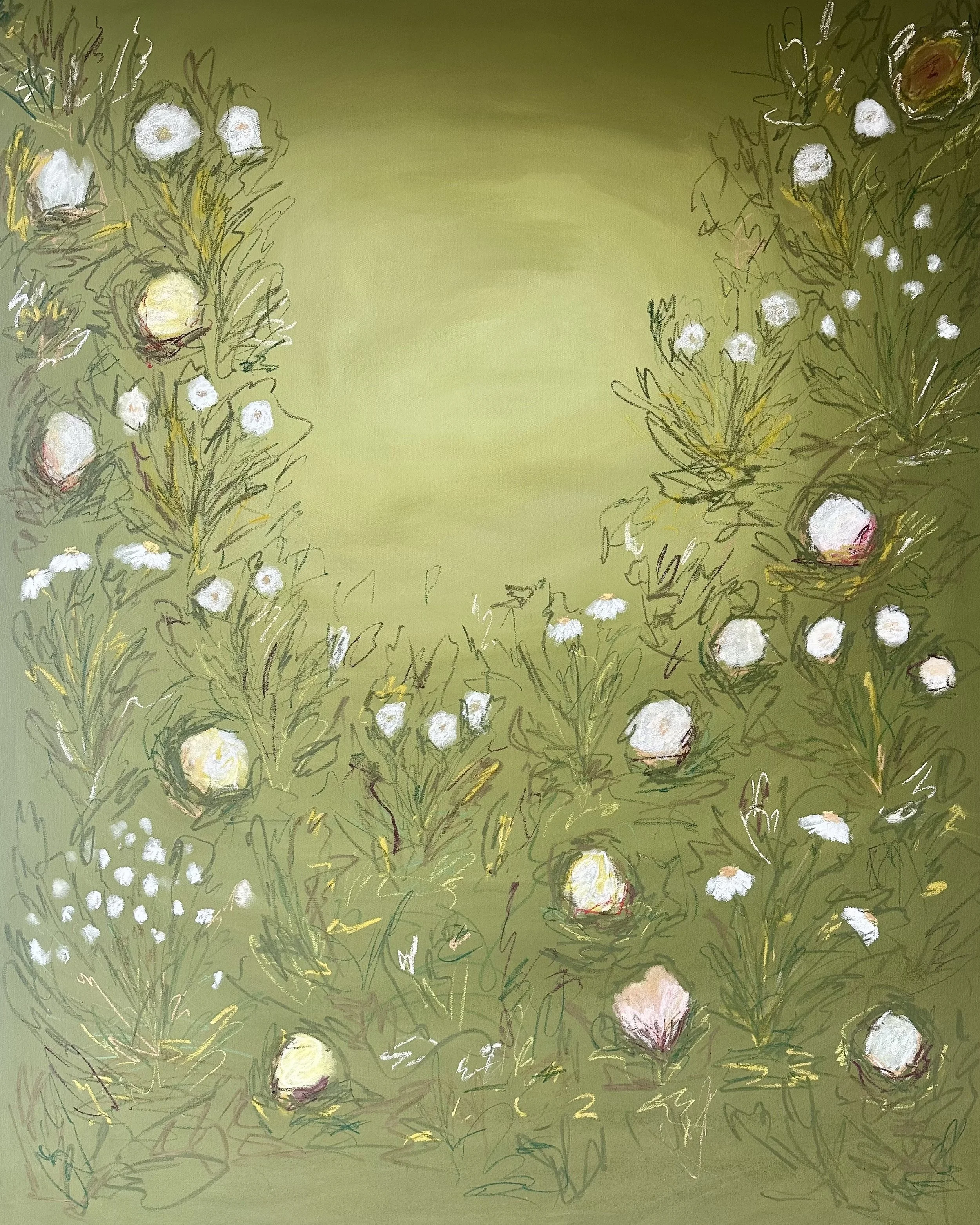 60" x 48" acrylic, oil pastel 2025