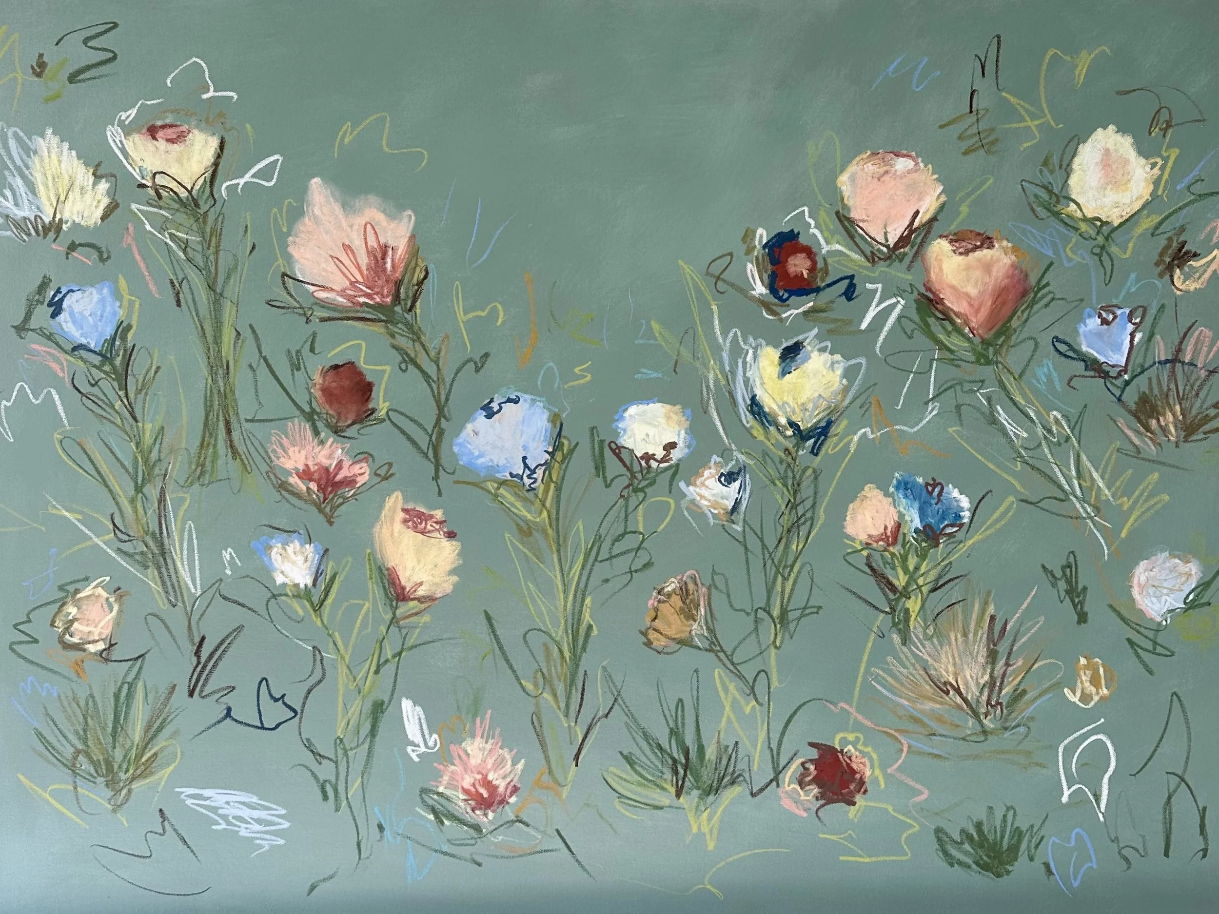 36" x 48" acrylic, oil pastel 2025