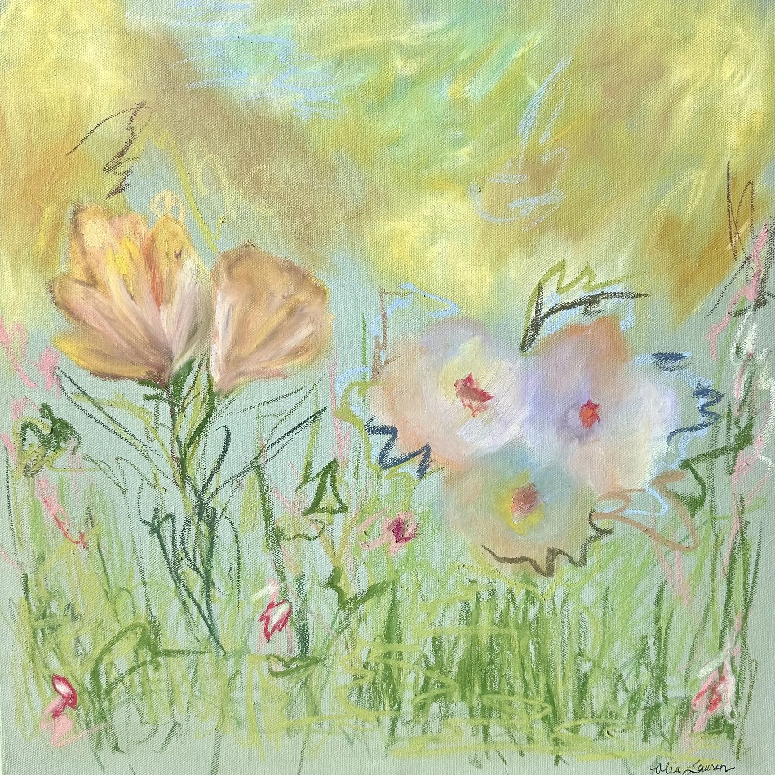 18" x 18" acrylic, oil pastel 2025