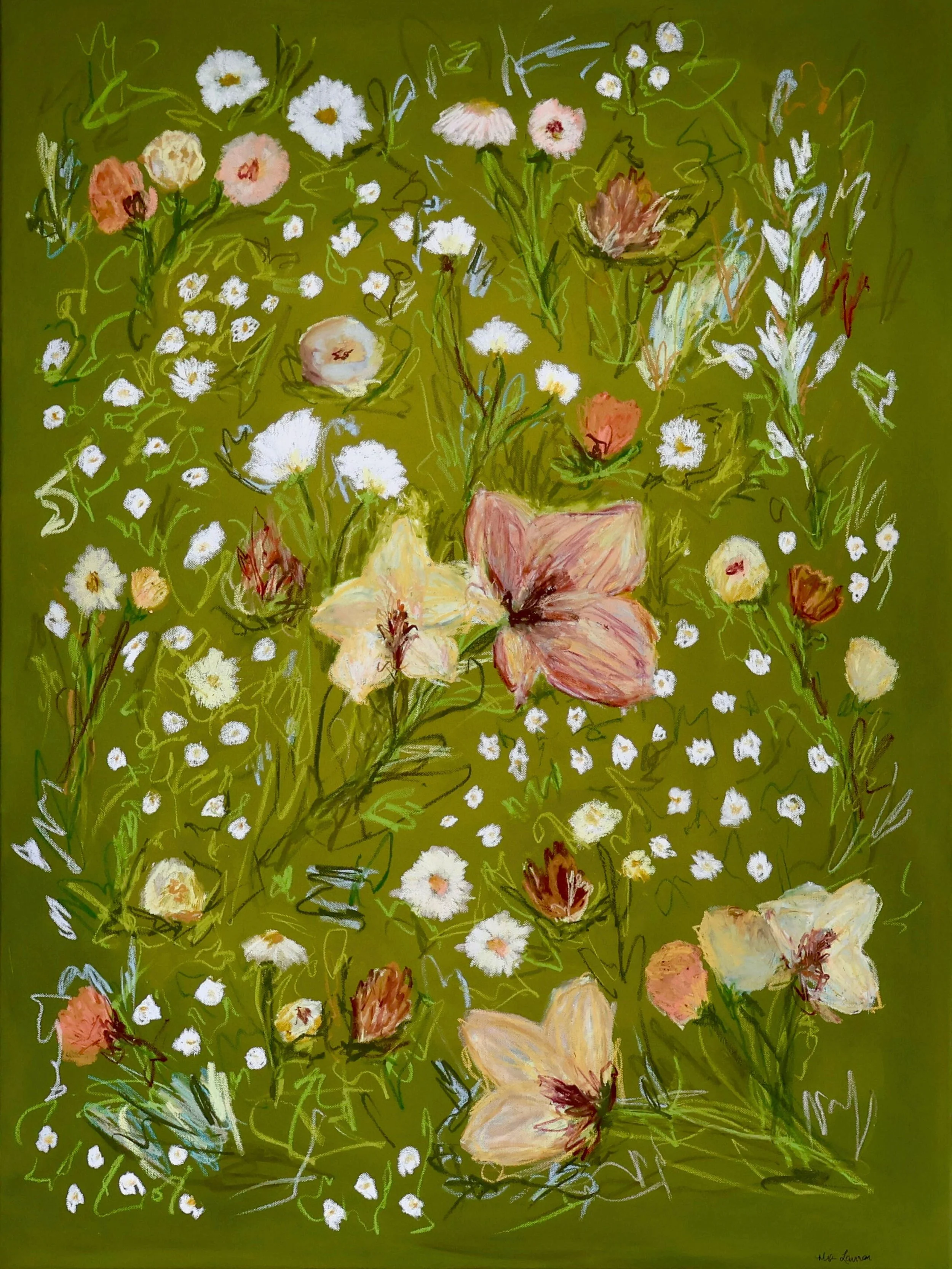 48" x 36" acrylic, oil pastel 2025