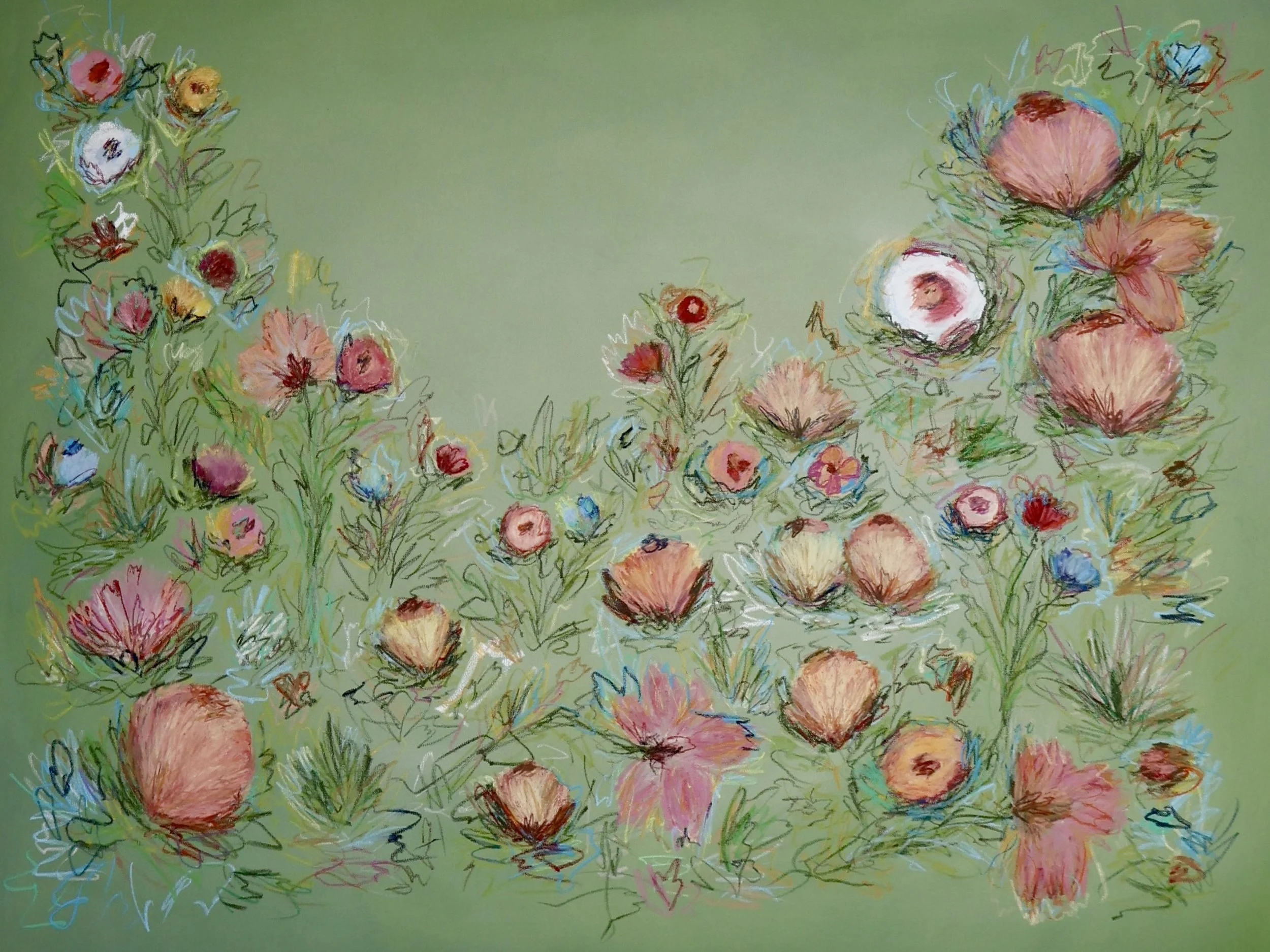 48" x 60" acrylic, oil pastel 2025