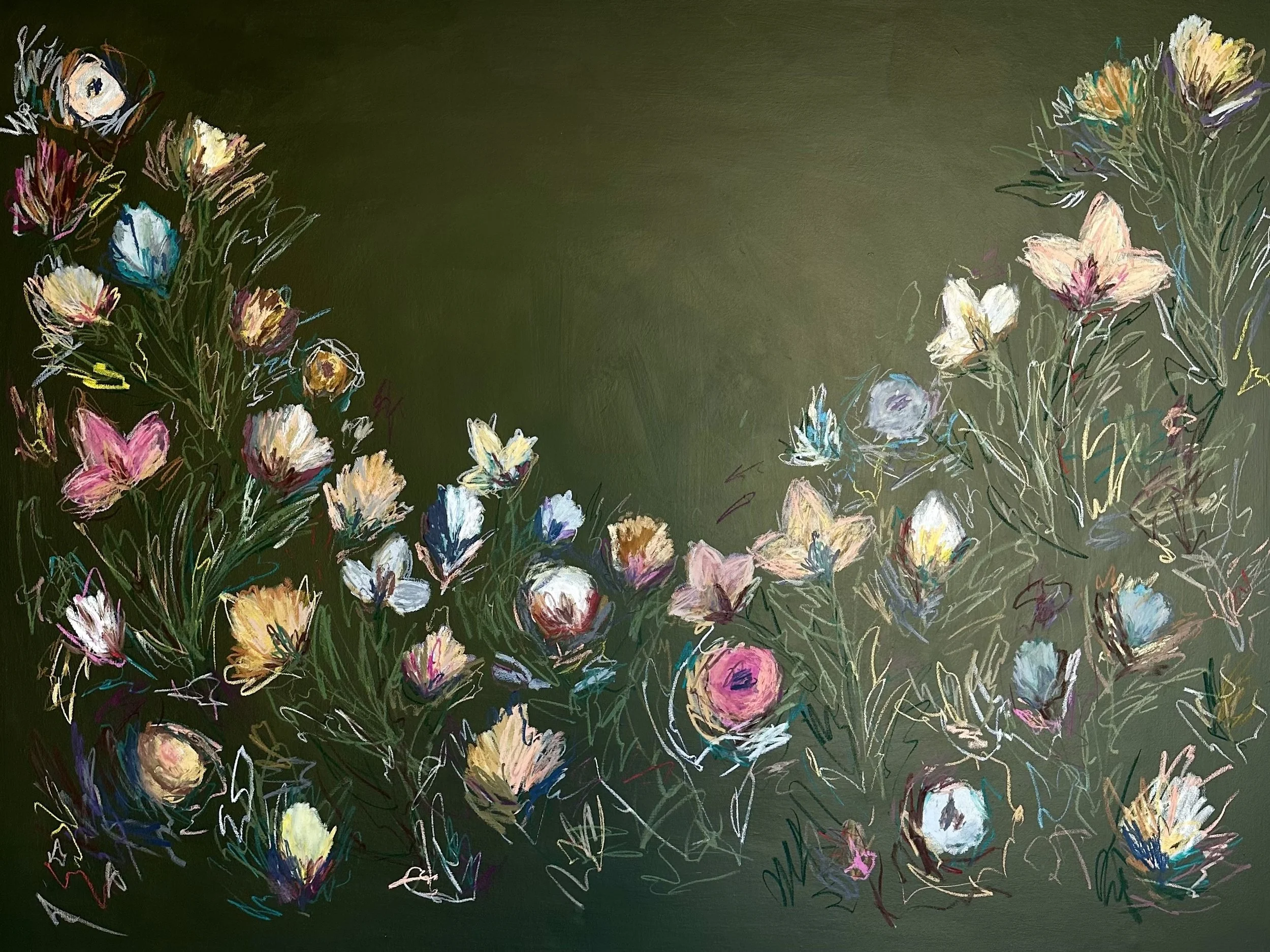 36" x 48" acrylic, oil pastel 2026