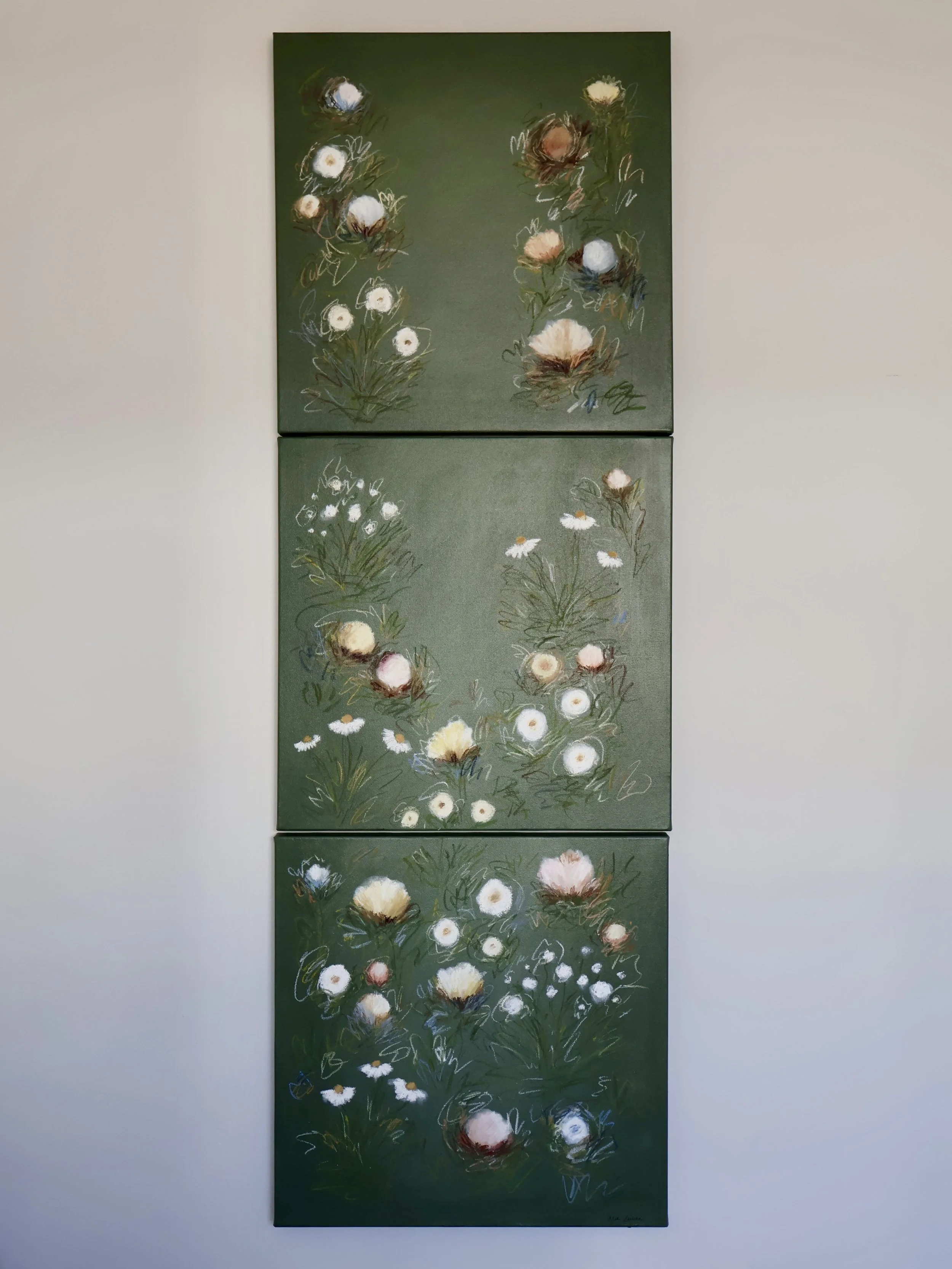 24" x 72" triptych acrylic, oil pastel 2026