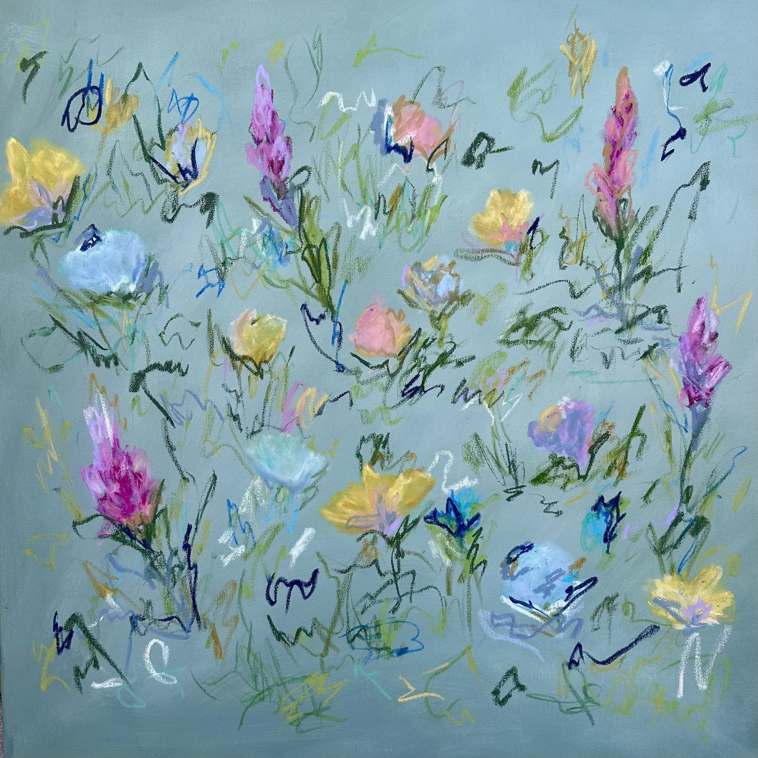 30" x 30" acrylic, oil pastel 2025