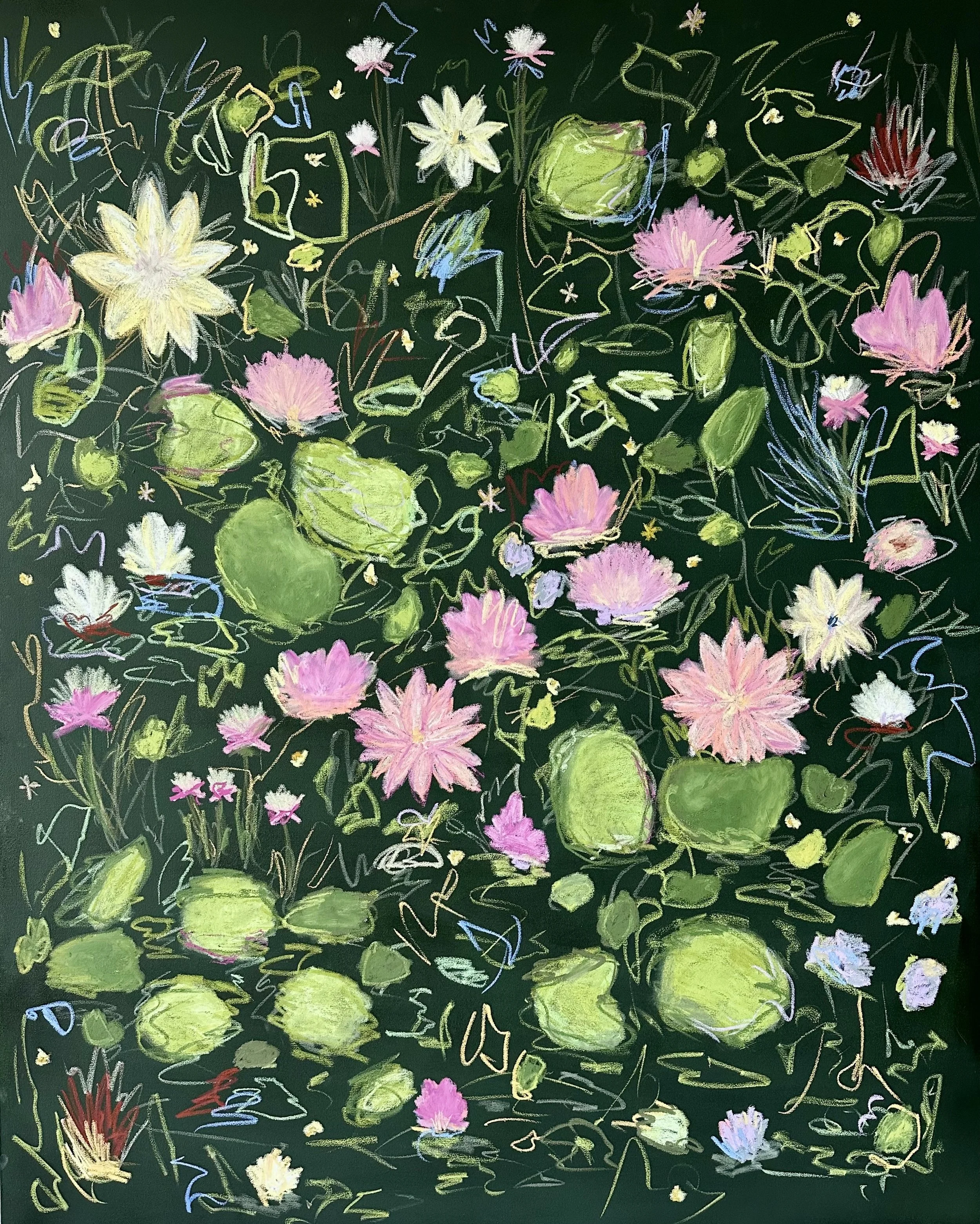 60" x 48" acrylic, oil pastel 2025