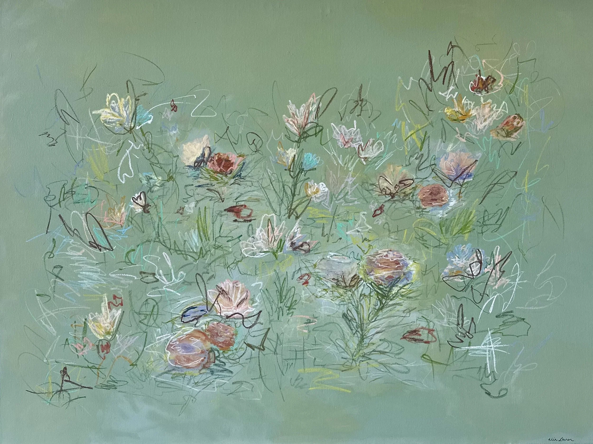 36" x 48" acrylic, oil pastel 2025