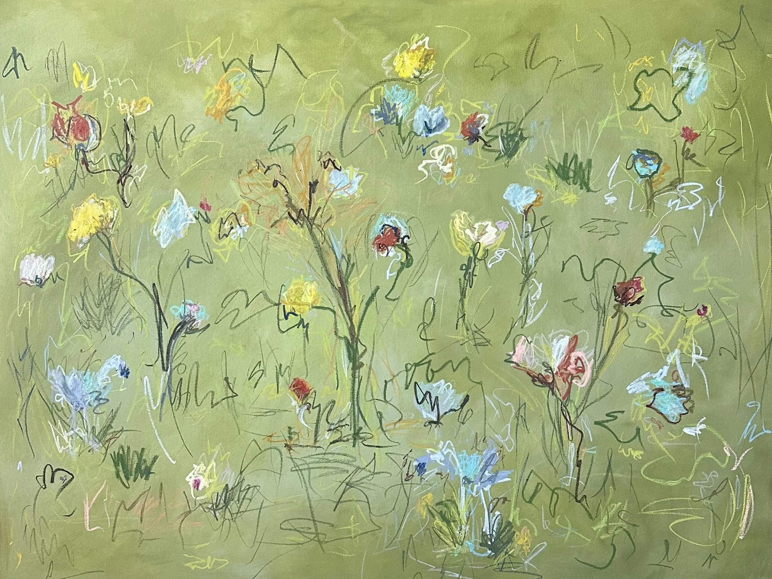 36" x 48" acrylic, oil pastel 2025