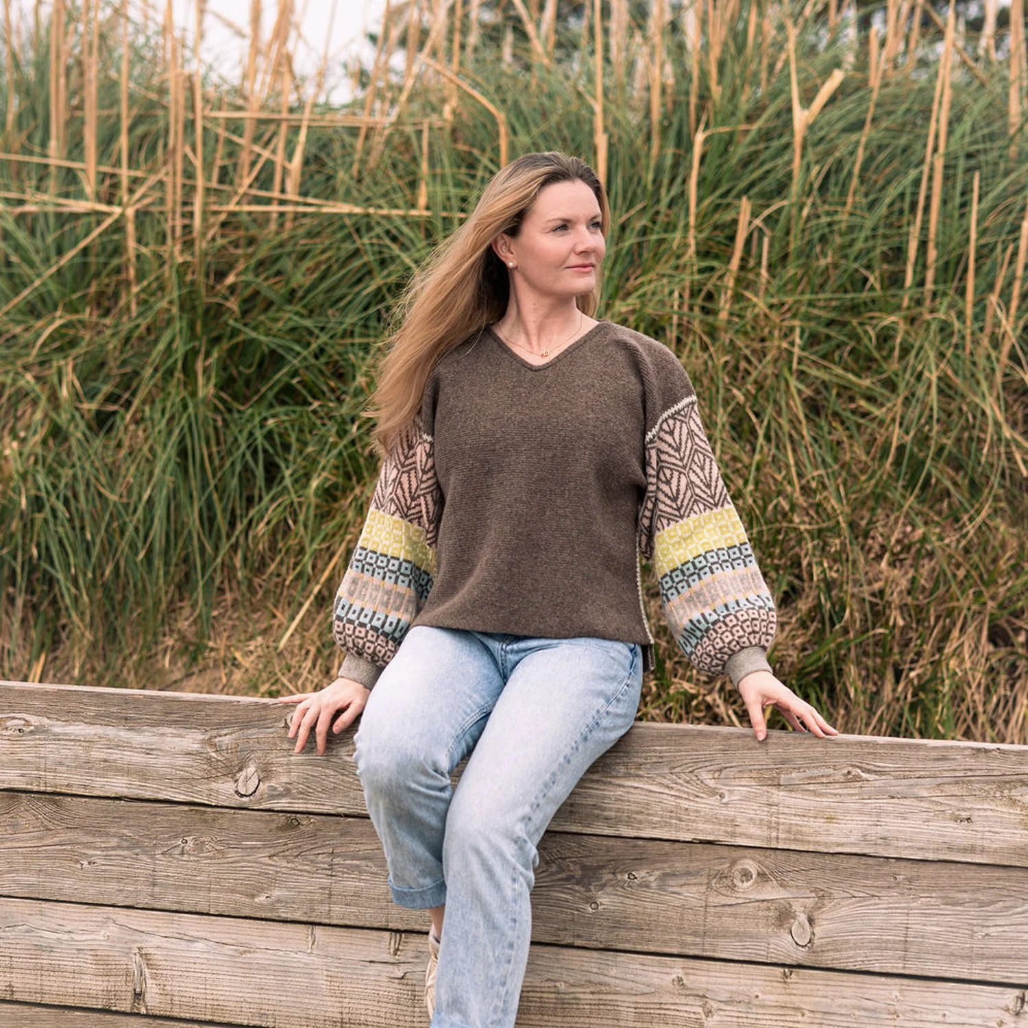 Tobacco V Neck Jumper