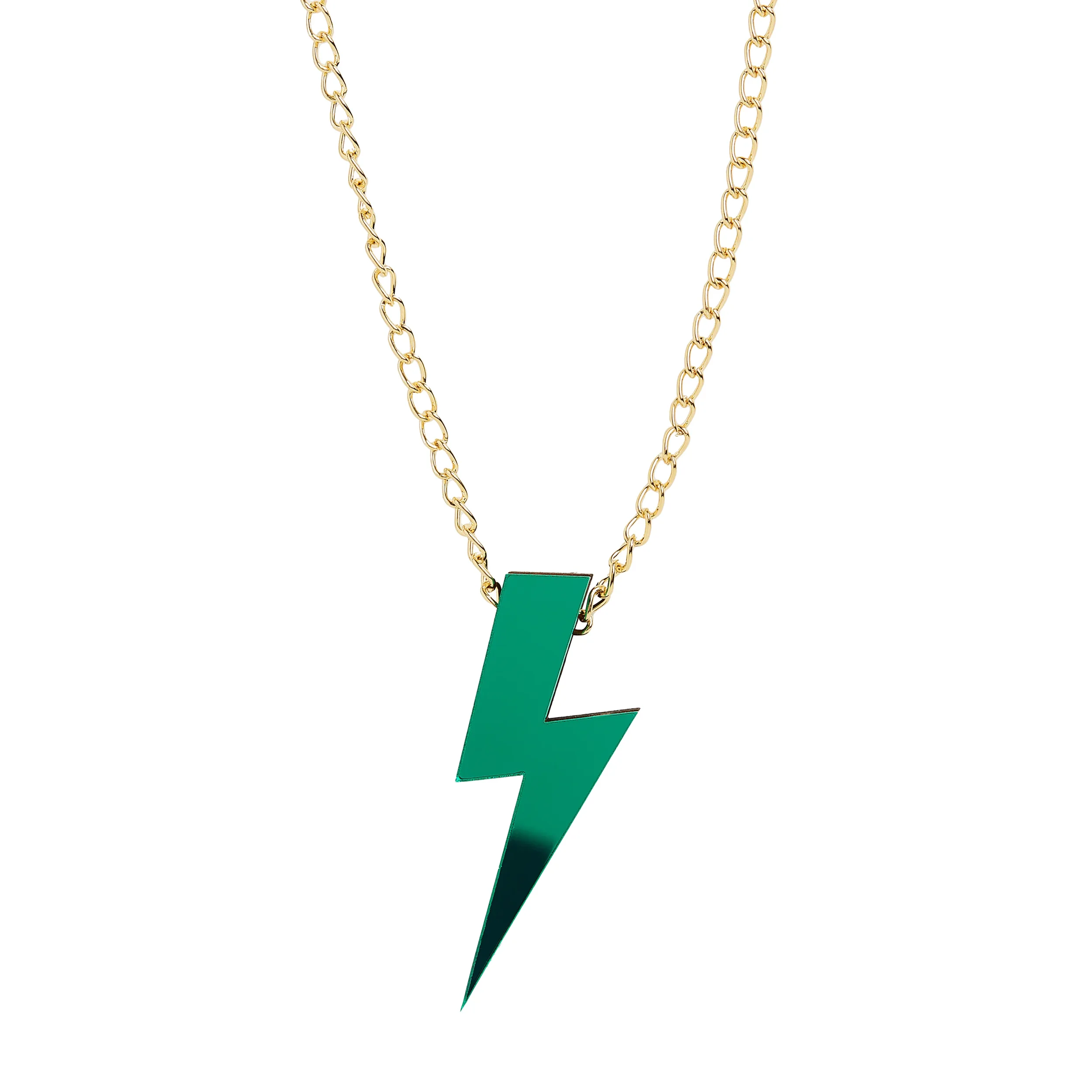 green mirror bolt necklace.webp