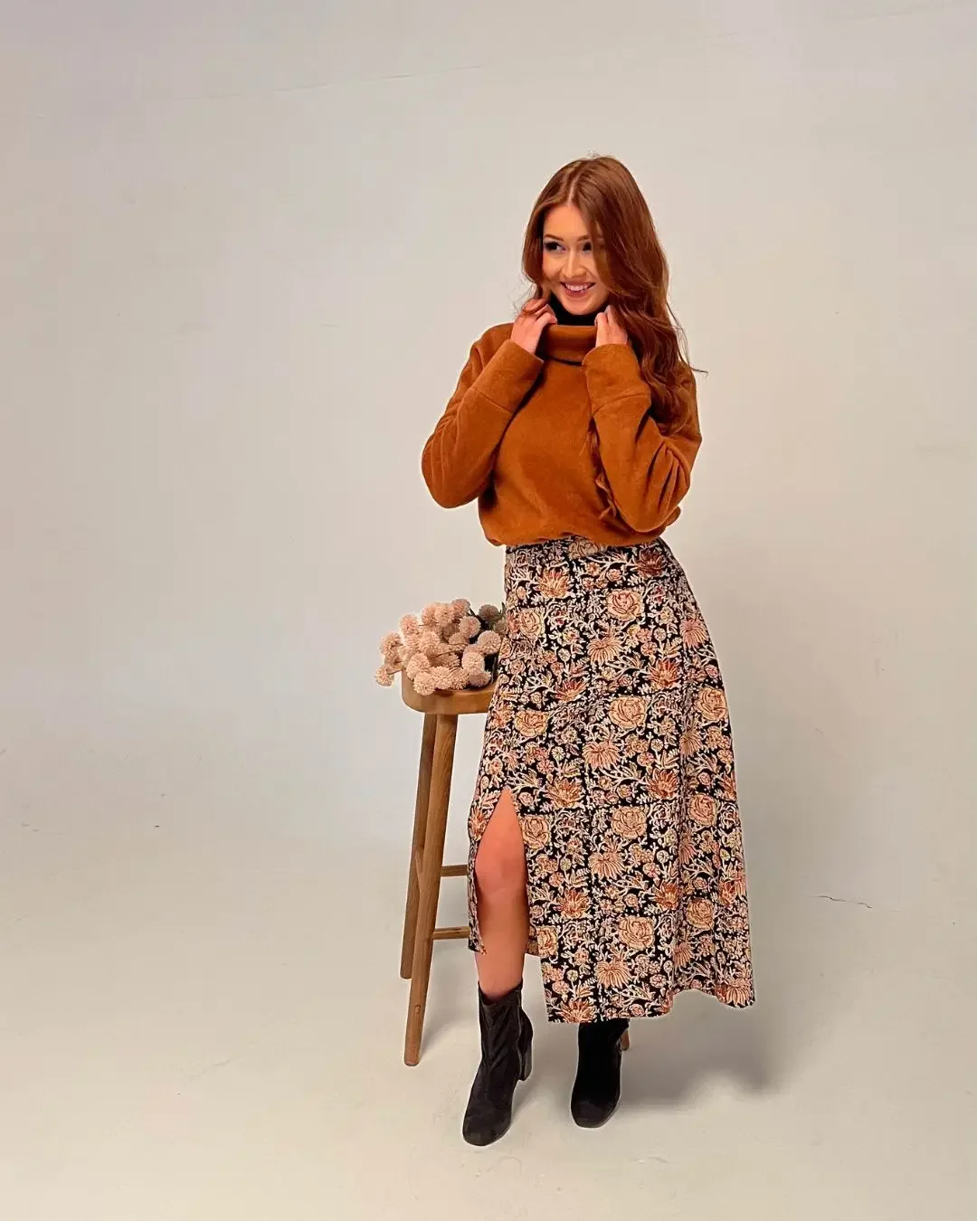 Cotton Boho Midi Skirt