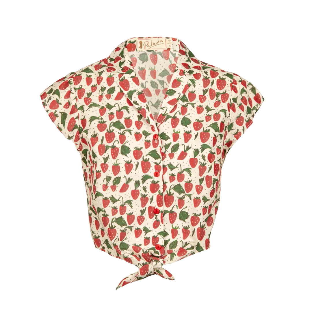Gweni Gwyllt SS 25 collection Peggy Top Strawberry.png