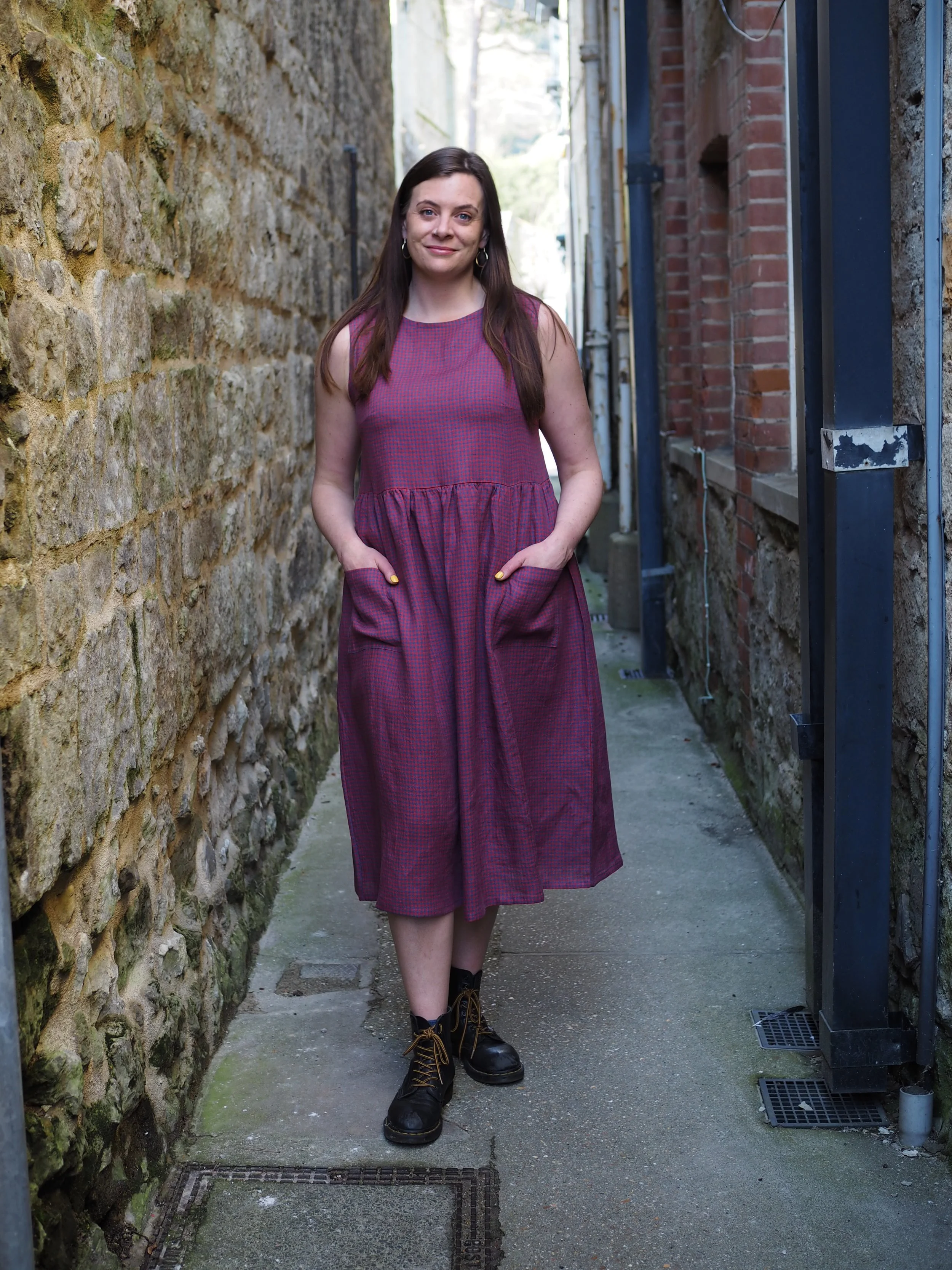 The Millie Dress - Red & Blue Check