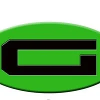 Green oval logo with a black stylized letter G