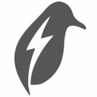 Silhouette of a penguin with a lightning bolt on its body