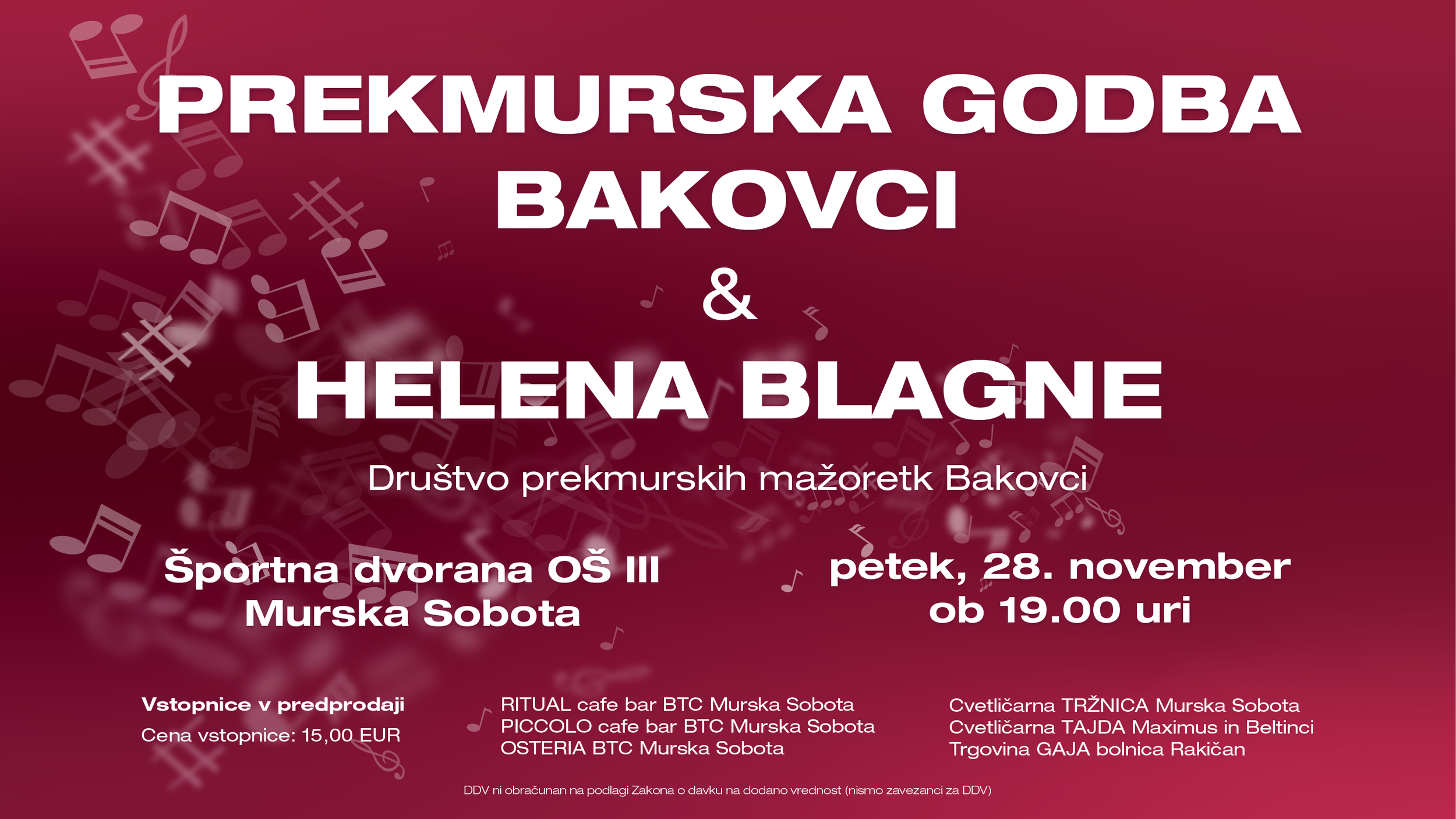 Napovedujemo: Tradicionalni koncert Prekmurske godbe Bakovci