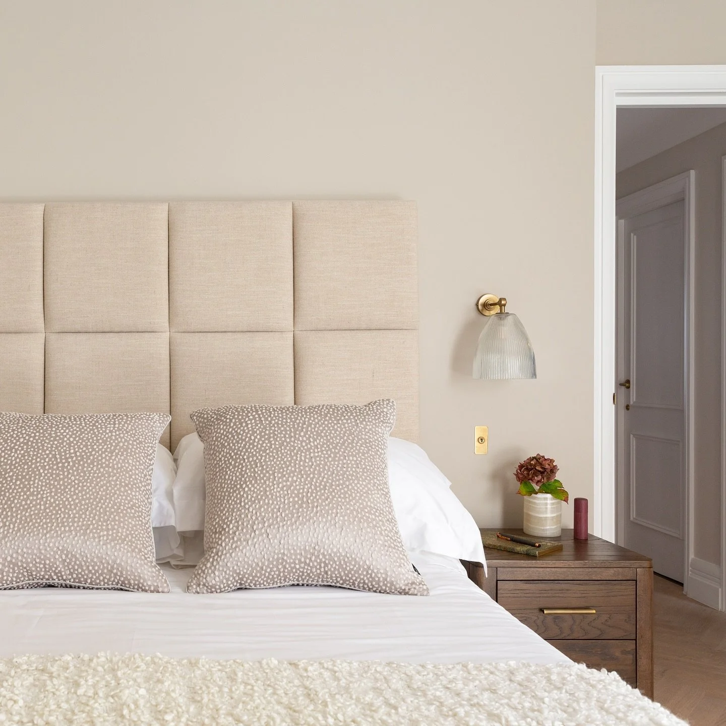 Designing a peaceful retreat for my busy client&rsquo;s master bedroom was a key part of our renovation of this Riverside Apartment in Bermondsey. The goal was to create a calm, contemporary space that felt both serene and inviting, with a gentle sen