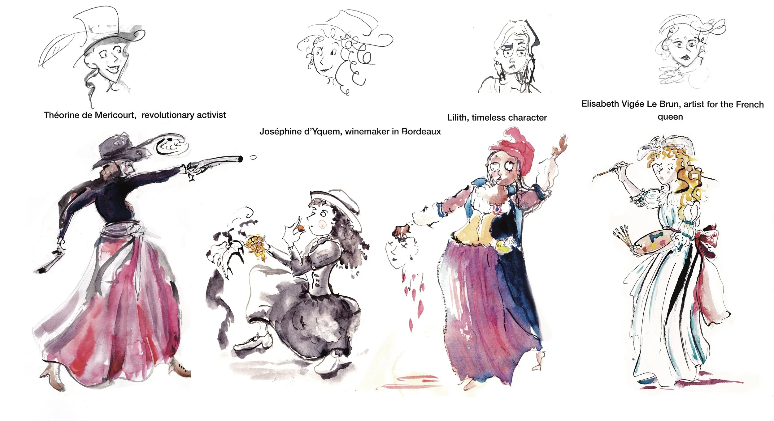 A visual development project set during the French Revolution of 1789, featuring fantasy character along with historical figures