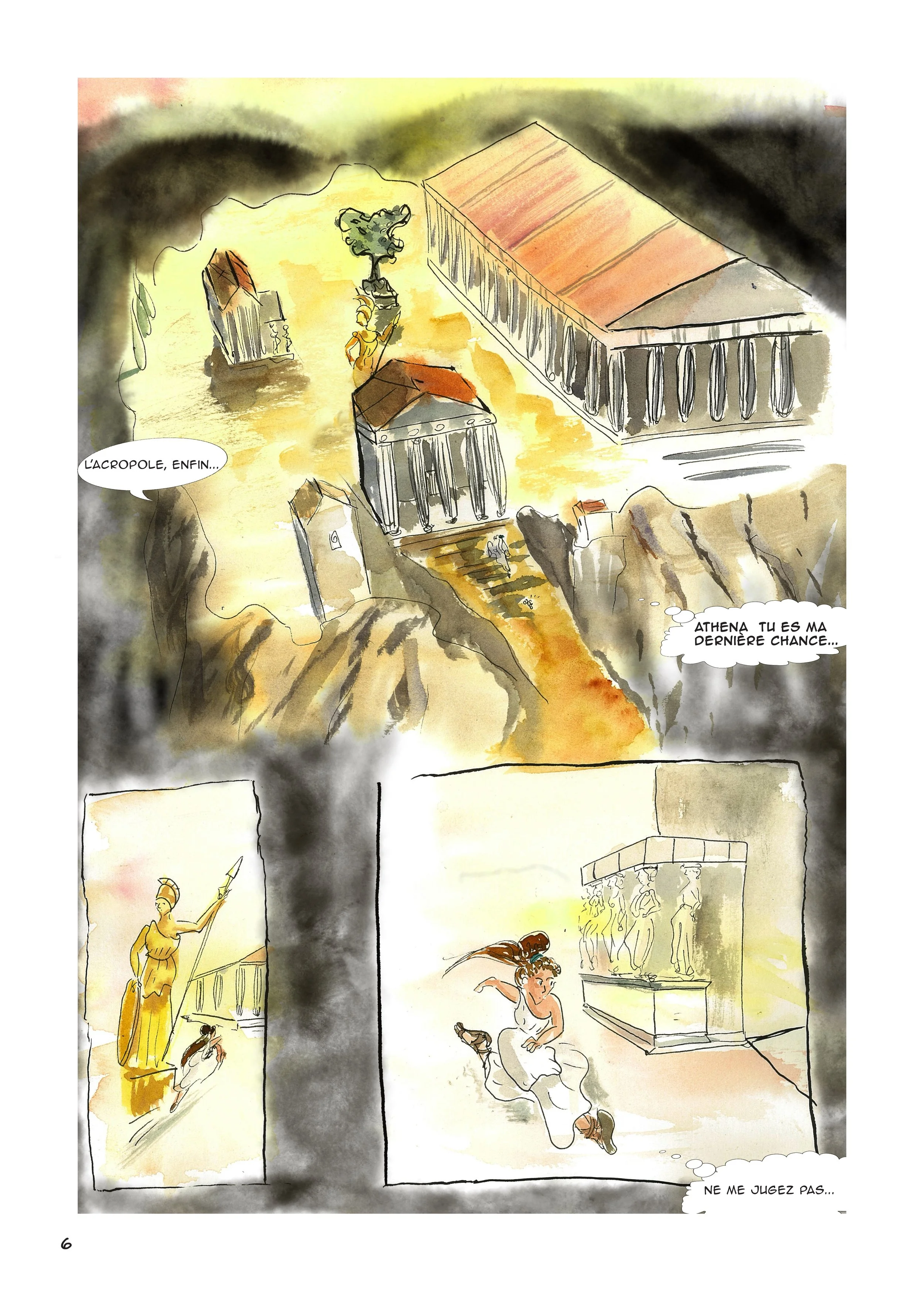 Page d'une bd proposant une version plus contemporaine de l'histoire de Medusa