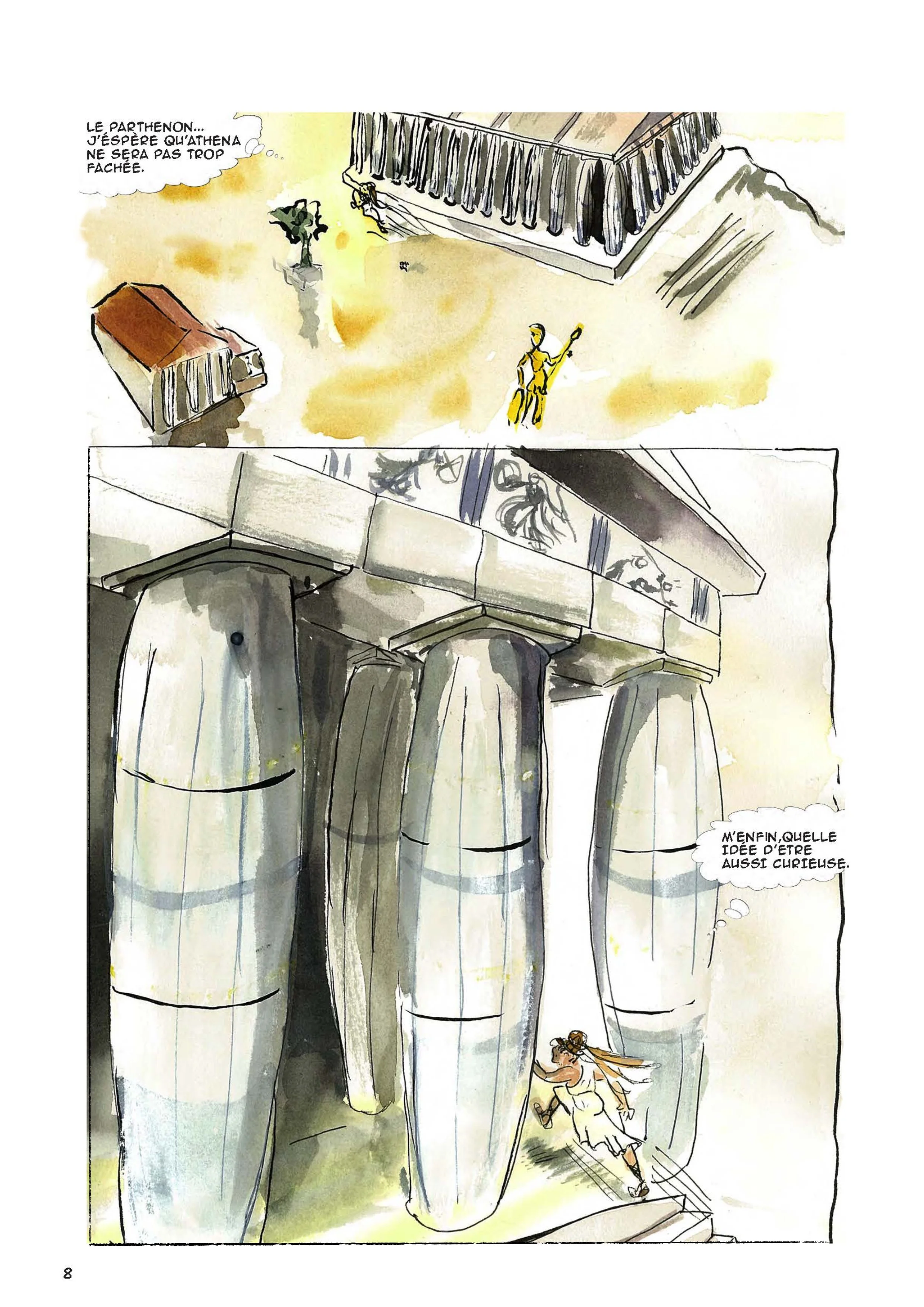 Page d'une bd proposant une version plus contemporaine de l'histoire de Medusa