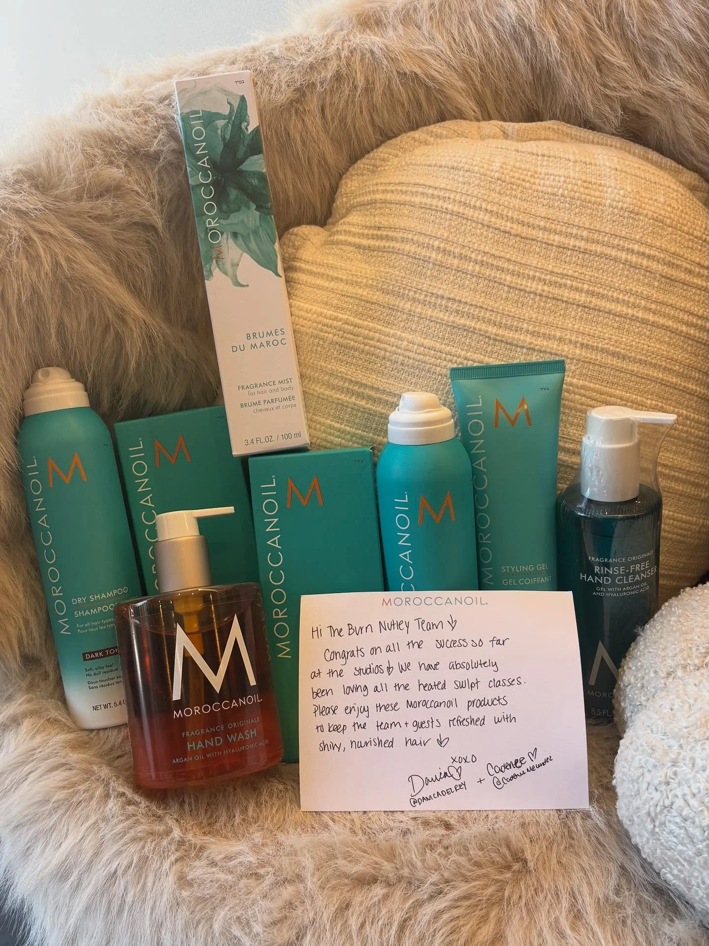 Thank you sooo much for the Moroccan Oil goodies β¨ We can’t wait to try them out + share with our amazing clients! π Special shoutout to our two beautiful clients who spoiled us with these π€ We’re beyond grateful for you both & can&