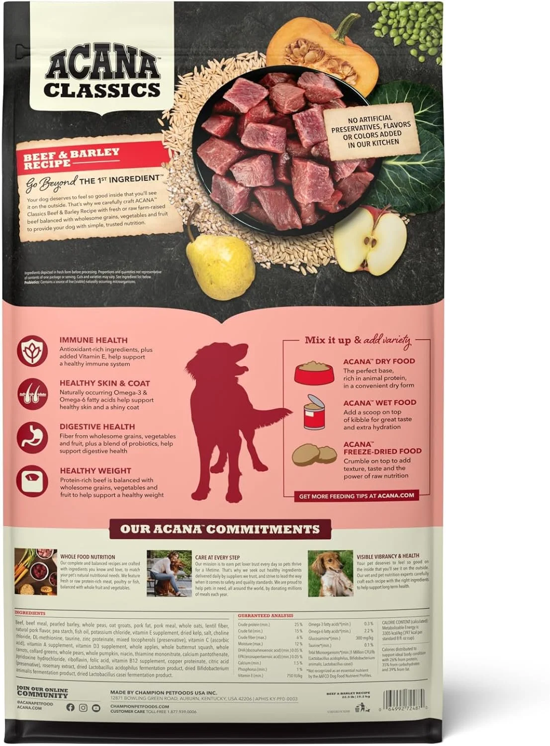 Acana Classics Beef & Barley 22.5lb bag Back.jpg