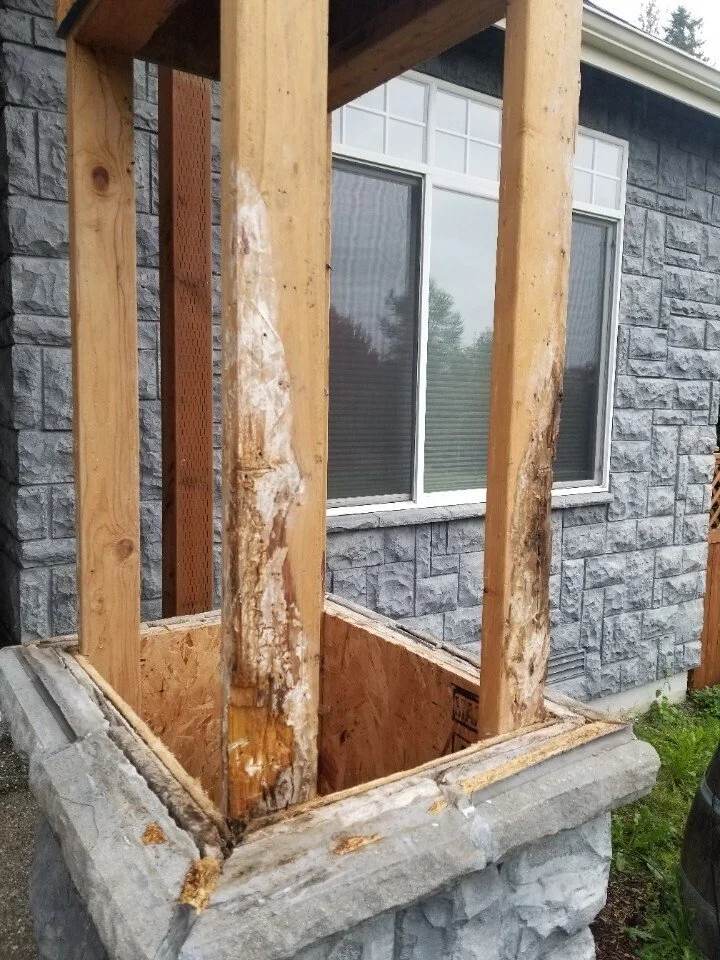 A picture of damaged wood due to dry rot.
