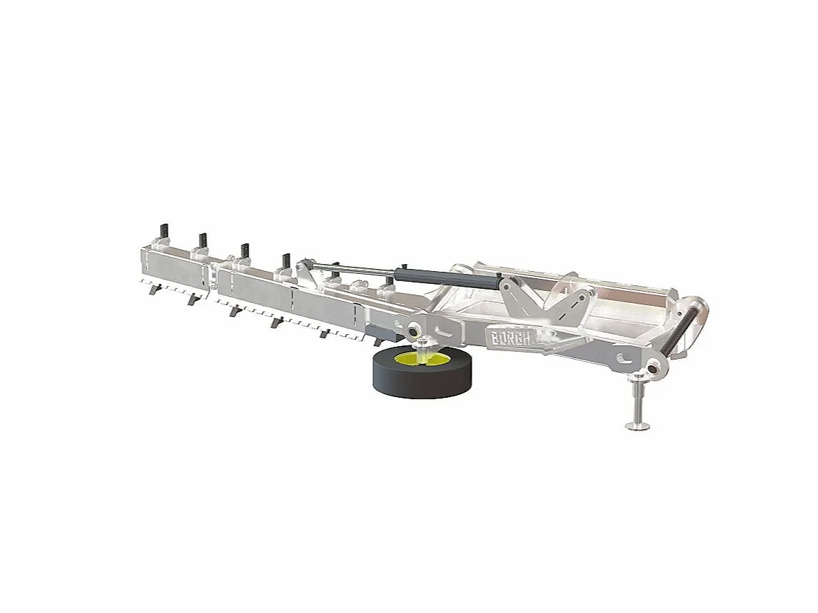 A slant back wing that sweeps excess sand to the front of the stall in one pass. The 79.3" fold-up fits between dividers and through door openings. Left or right wing, with shank/scraper or low-profile extensions.