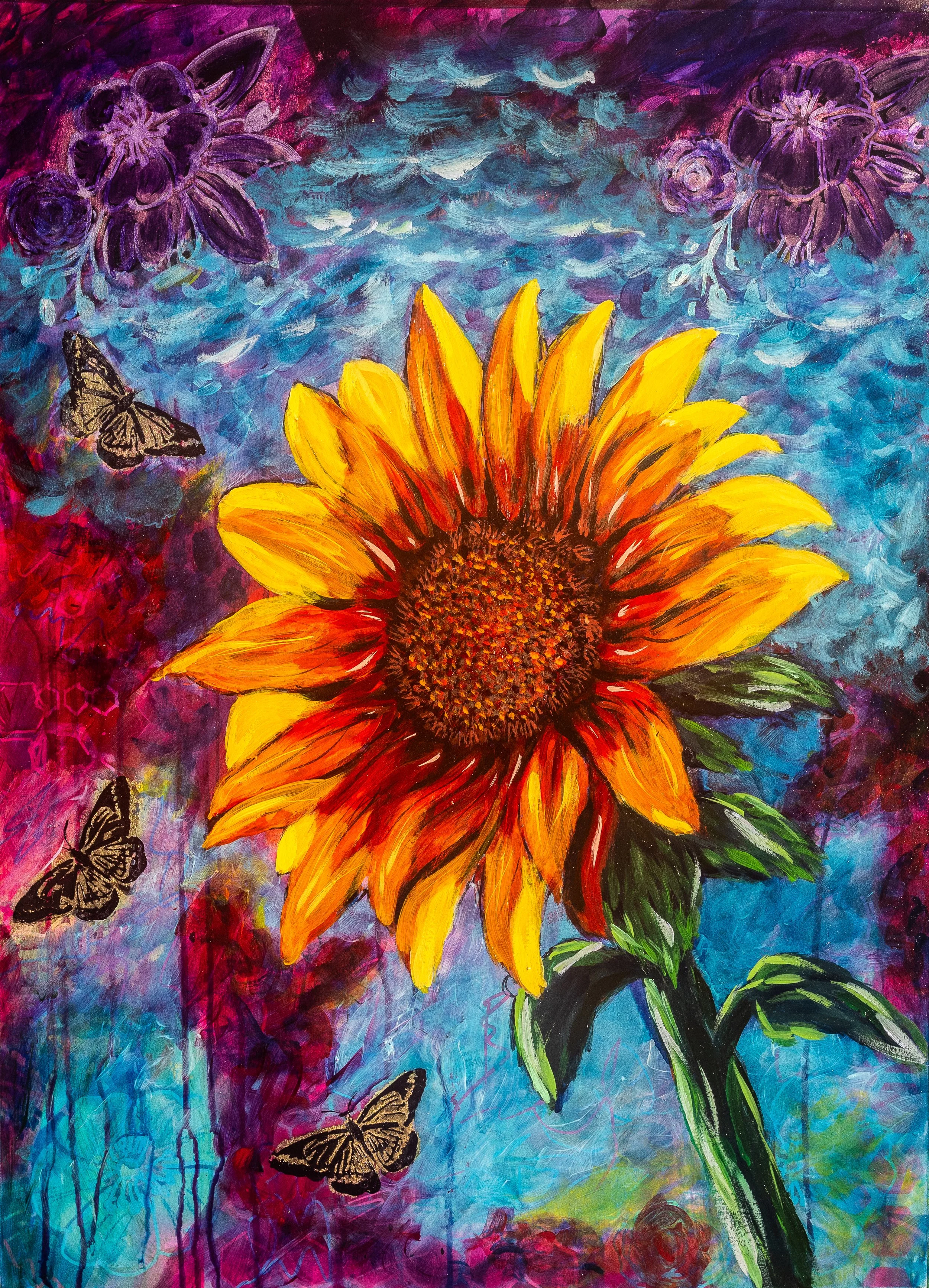 Sunflower and the butterflies