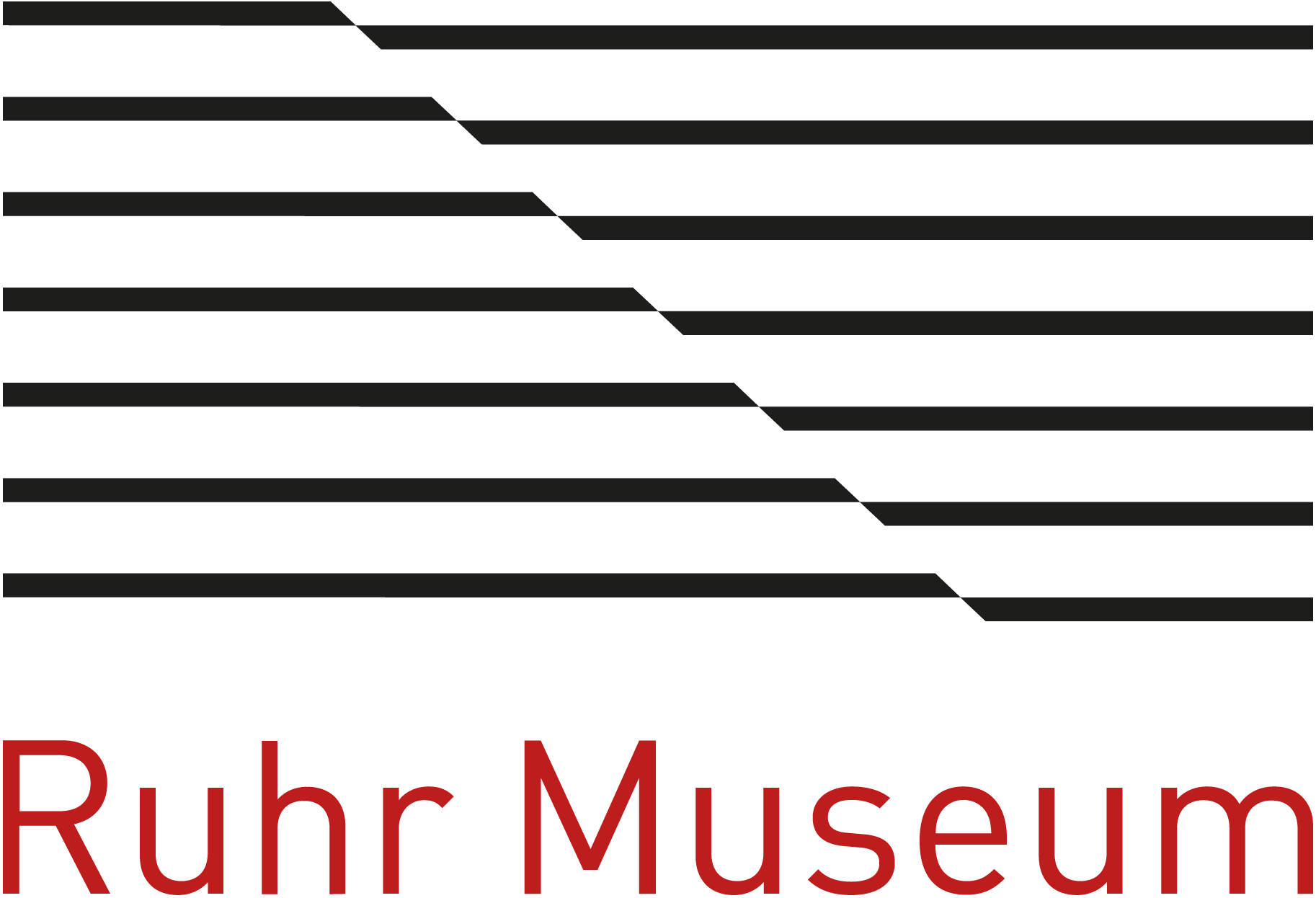 Grafik mit Linien, darunter die Überschrift "Ruhr Museum" in großer roter Schrift.