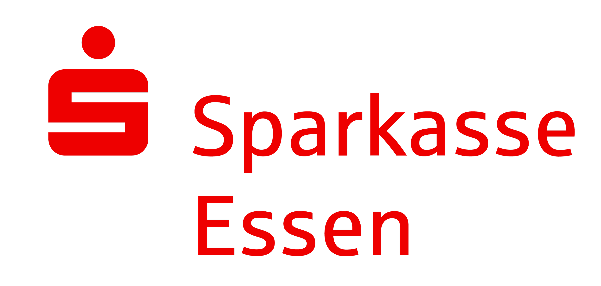 Logo der Sparkasse mit rotem Symbol und schwarzen Schriftzug